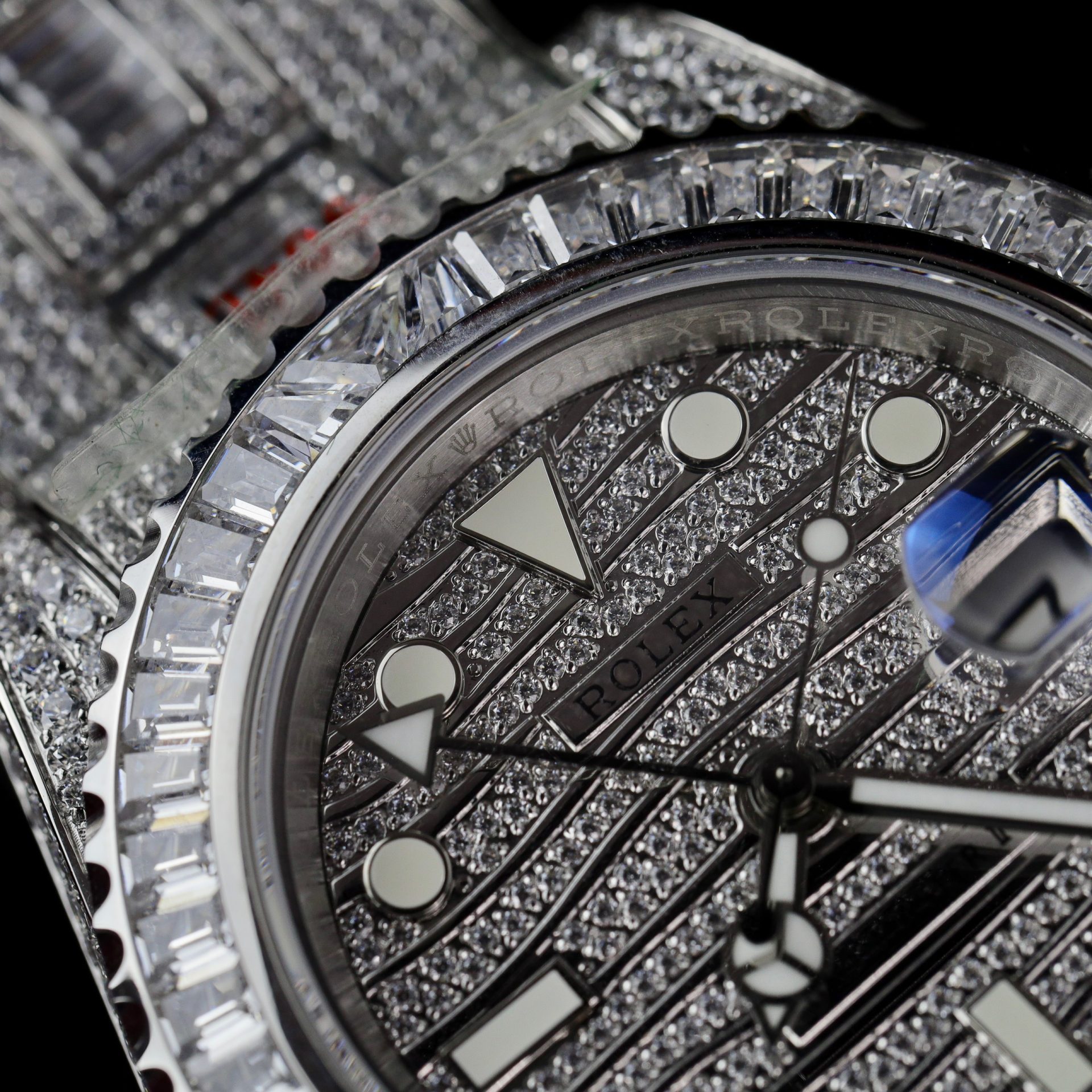 Rolex Replica Watch GMT Master II Custom Full CZ AMG Factory 40mm - Elite Watch Atelier
