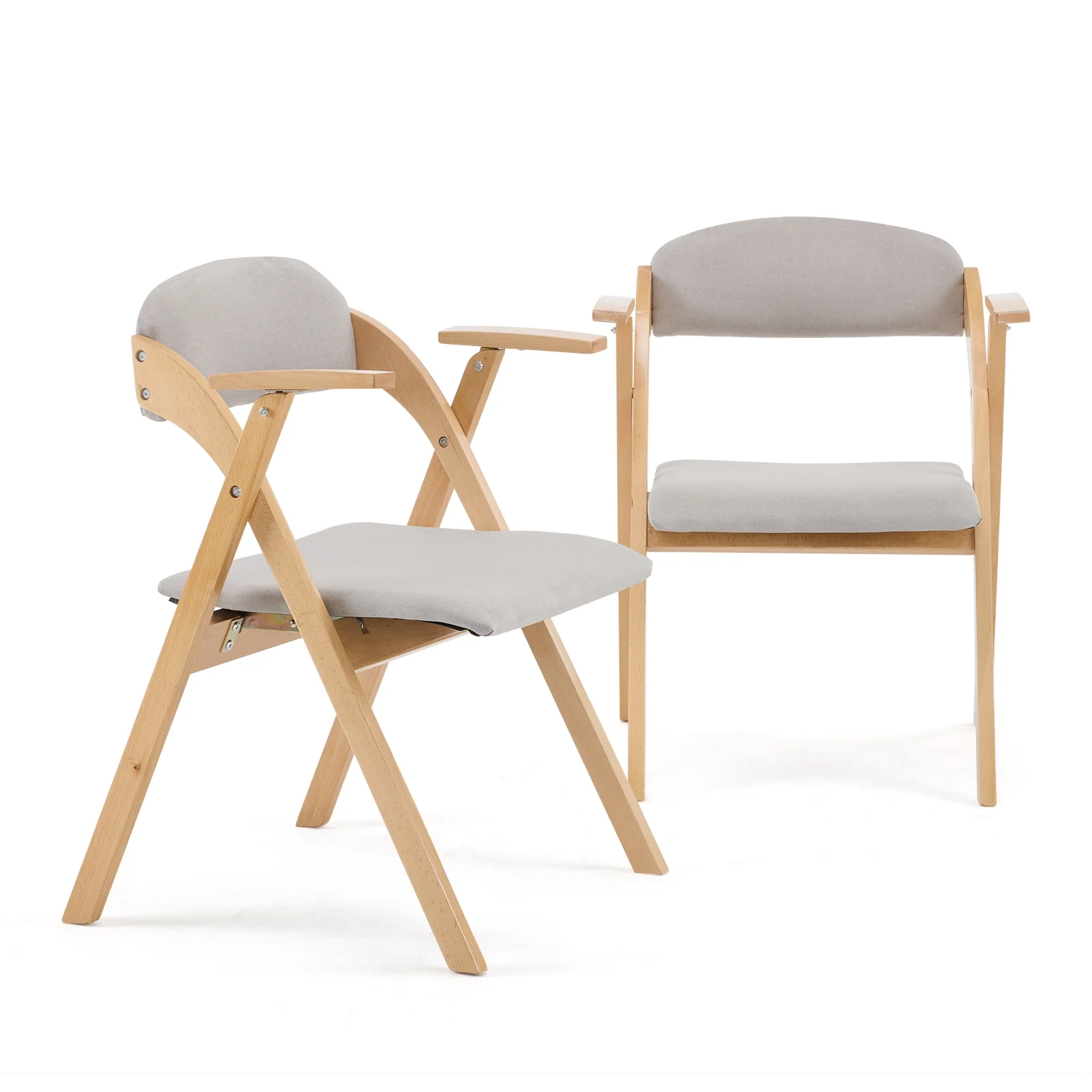 IVV 2-Pack Beechwood Folding Chairs with Cushioned Seat and Backrest, No-Assembly Guest Chairs for Home, Office, or Events (Beige) - Image 13