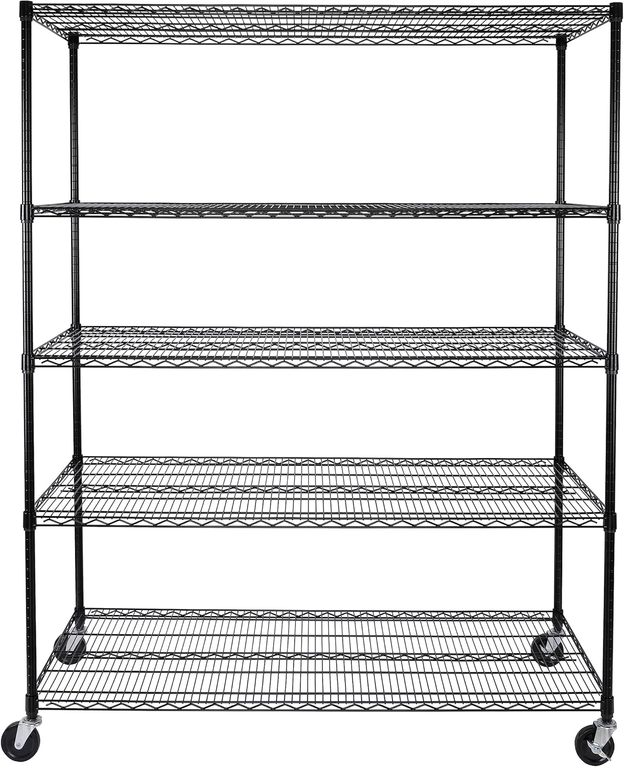 Seville Classics UltraDurable Heavy Duty NSF Solid Steel Wire Rack Storage Unit, Organizer for Garage, Warehouse, Office, Restaurant, Classroom, Kitchen, Black, 5-Tier Shelving, 60