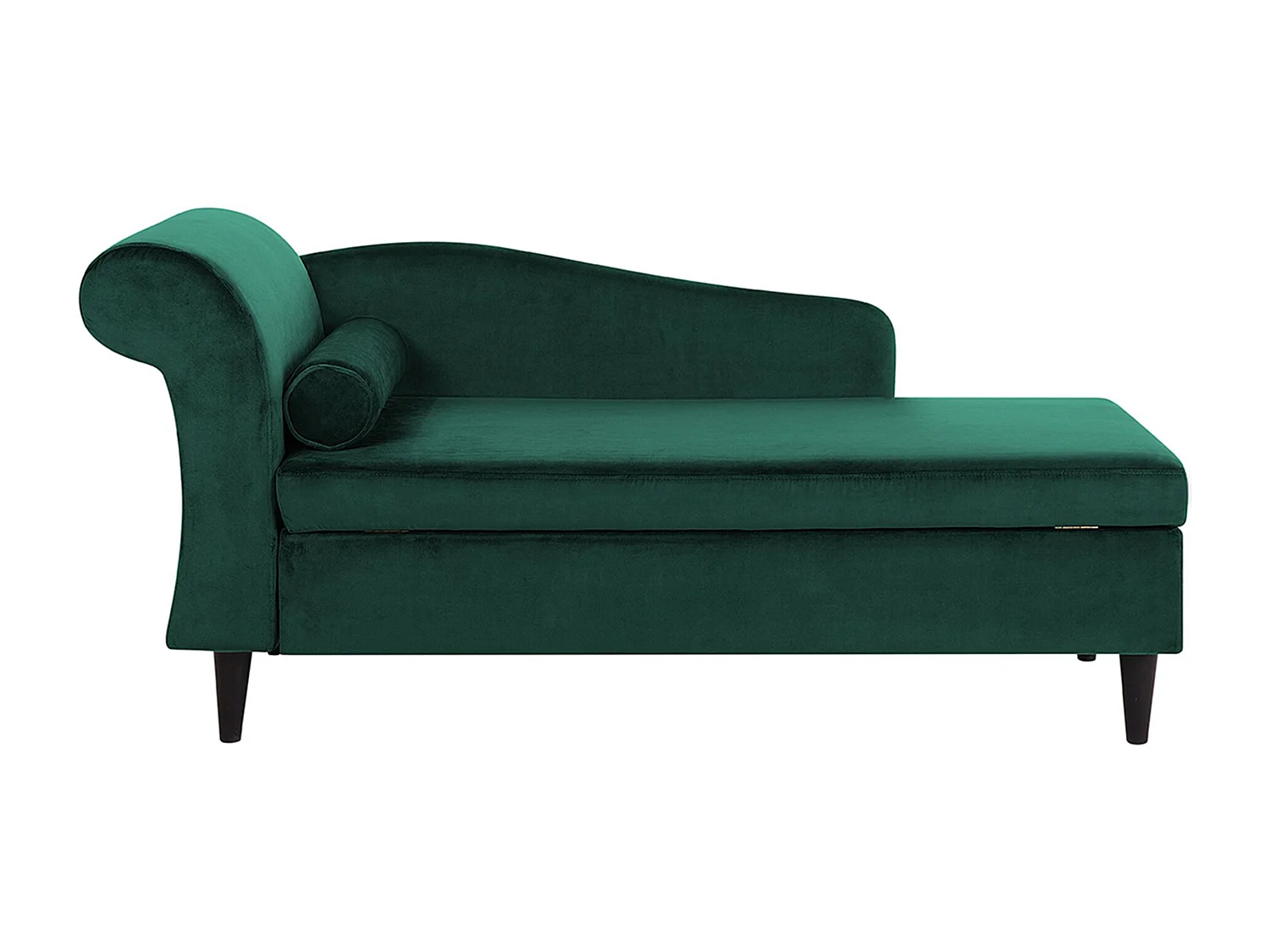 Chaise longue côté gauche LUIRO Velours Vert émeraude avec rangement