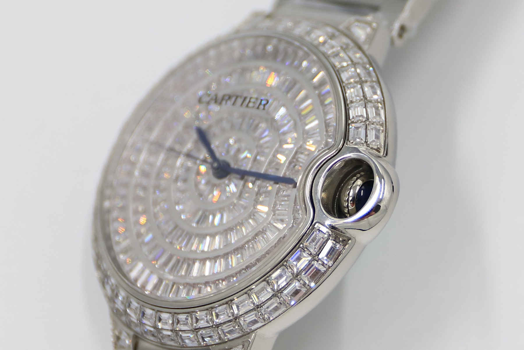 Cartier Blue Balloon Square Diamonds Full Sky Watch-White-Steel Strap-42mm(1:1 replica) - Top club
