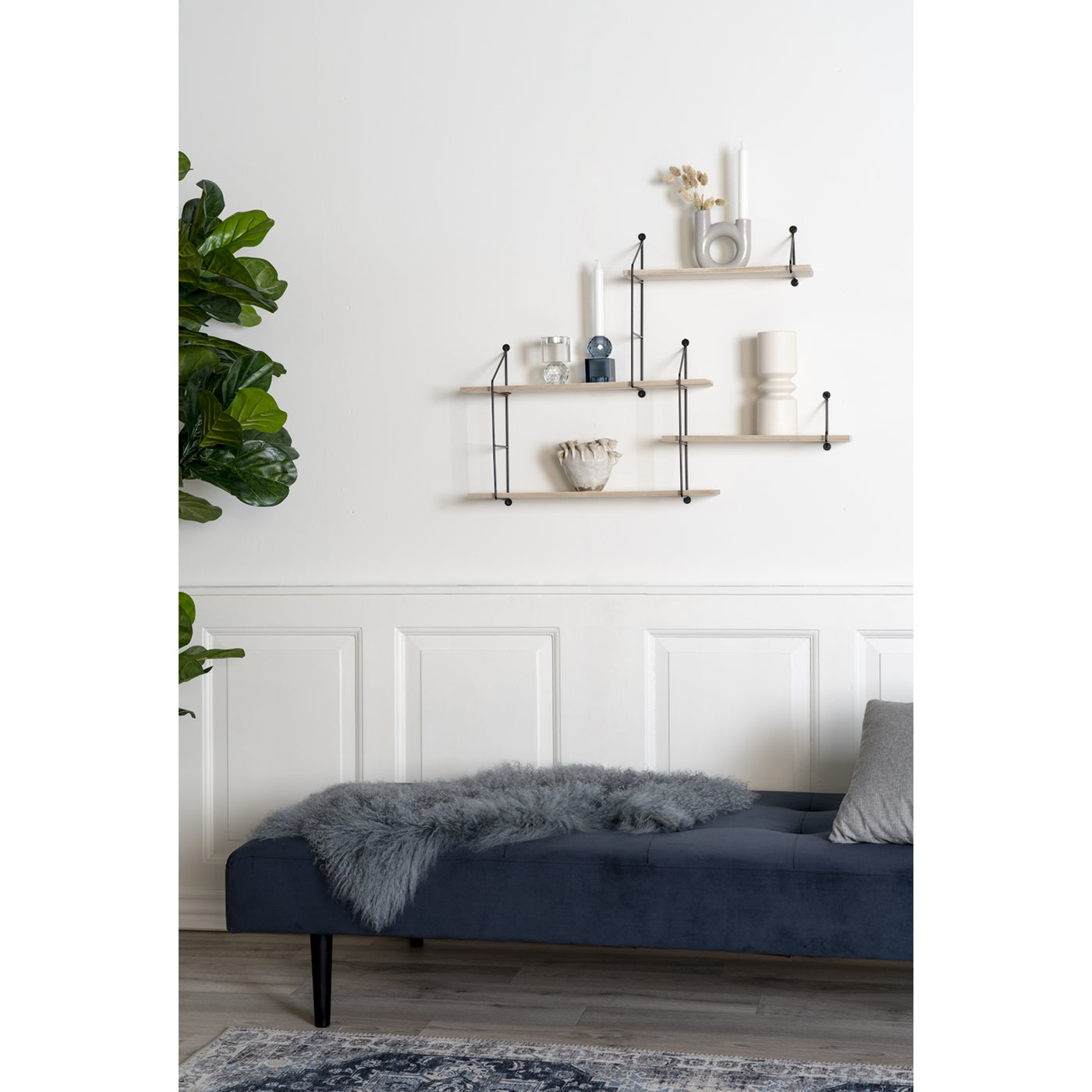 House Nordic - Wandplank Naturel - 99x17x62cm - Set van 4 - Harlem