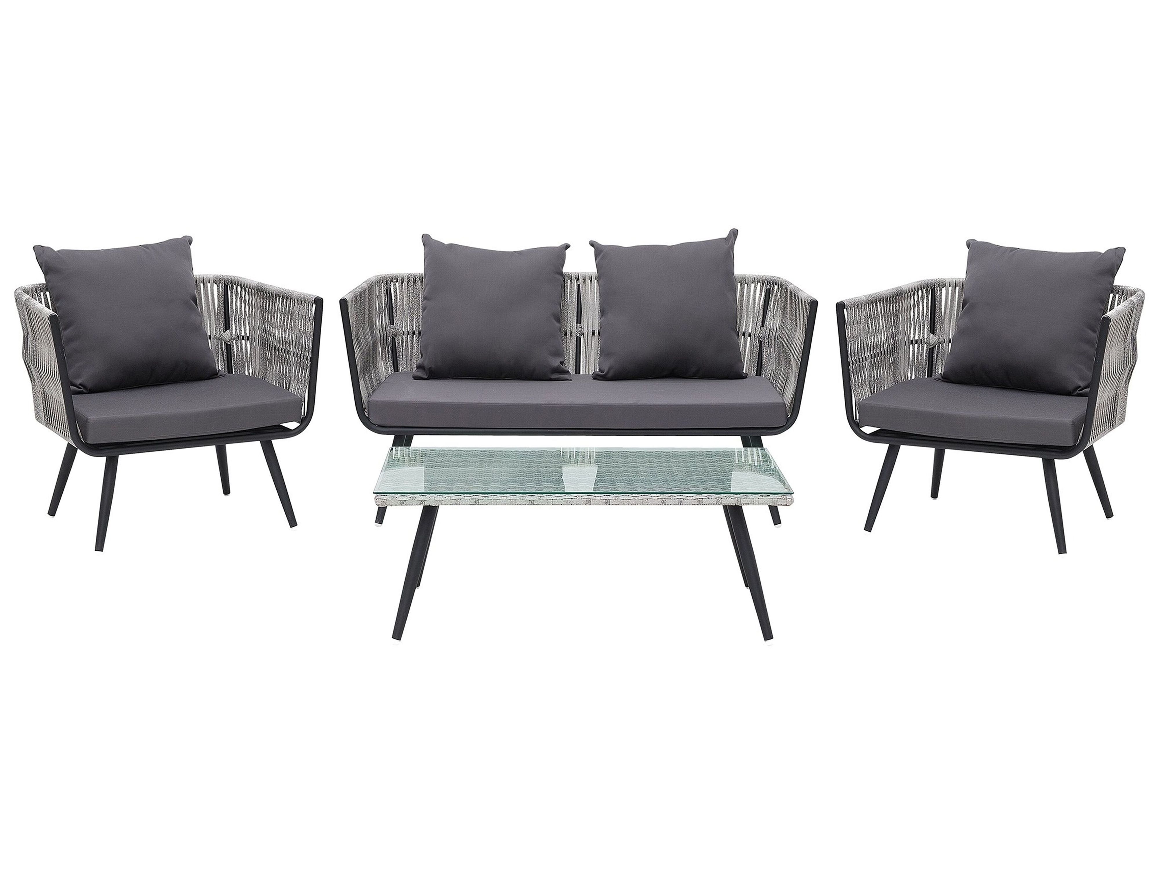 Garden Lounge Set with Table 4 Seater RAGUSA PE Rattan Grey
