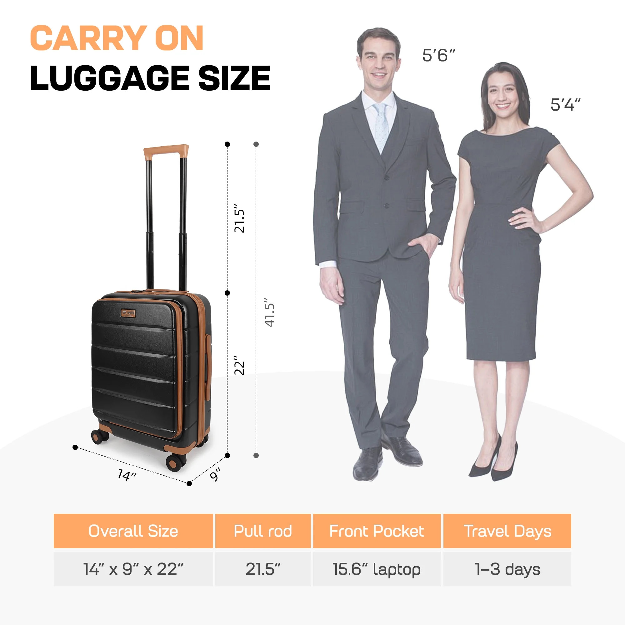 Carry On Luggage 22 x 14 x 9 Airline Approved Lightweight Hardside Spinner Luggage with TSA Lock and Laptop Compartment, Beige, CY2431 - Image 24