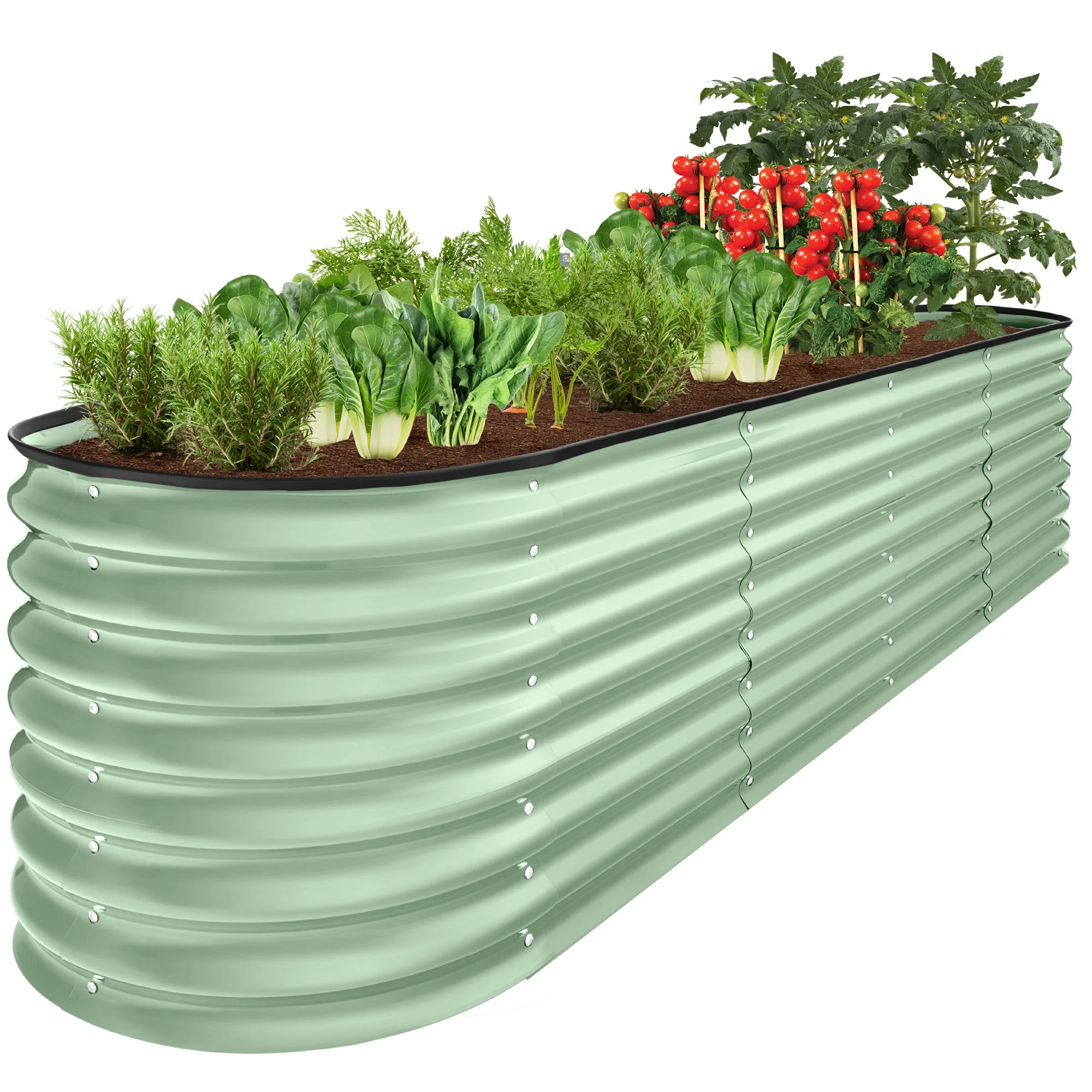 Best Choice Products 8x2x2ft Metal Raised Garden Bed, Oval Outdoor Planter Box w/ 4 Support Bars - Charcoal - Image 26