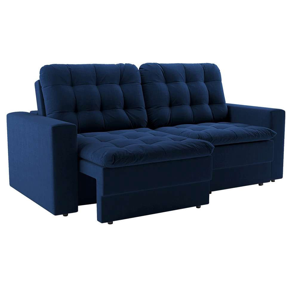 Sofá 3 Lugares Retrátil Lubeck Plush Suede Azul Marinho 180 cm em Promoção | Ofertas na Americanas