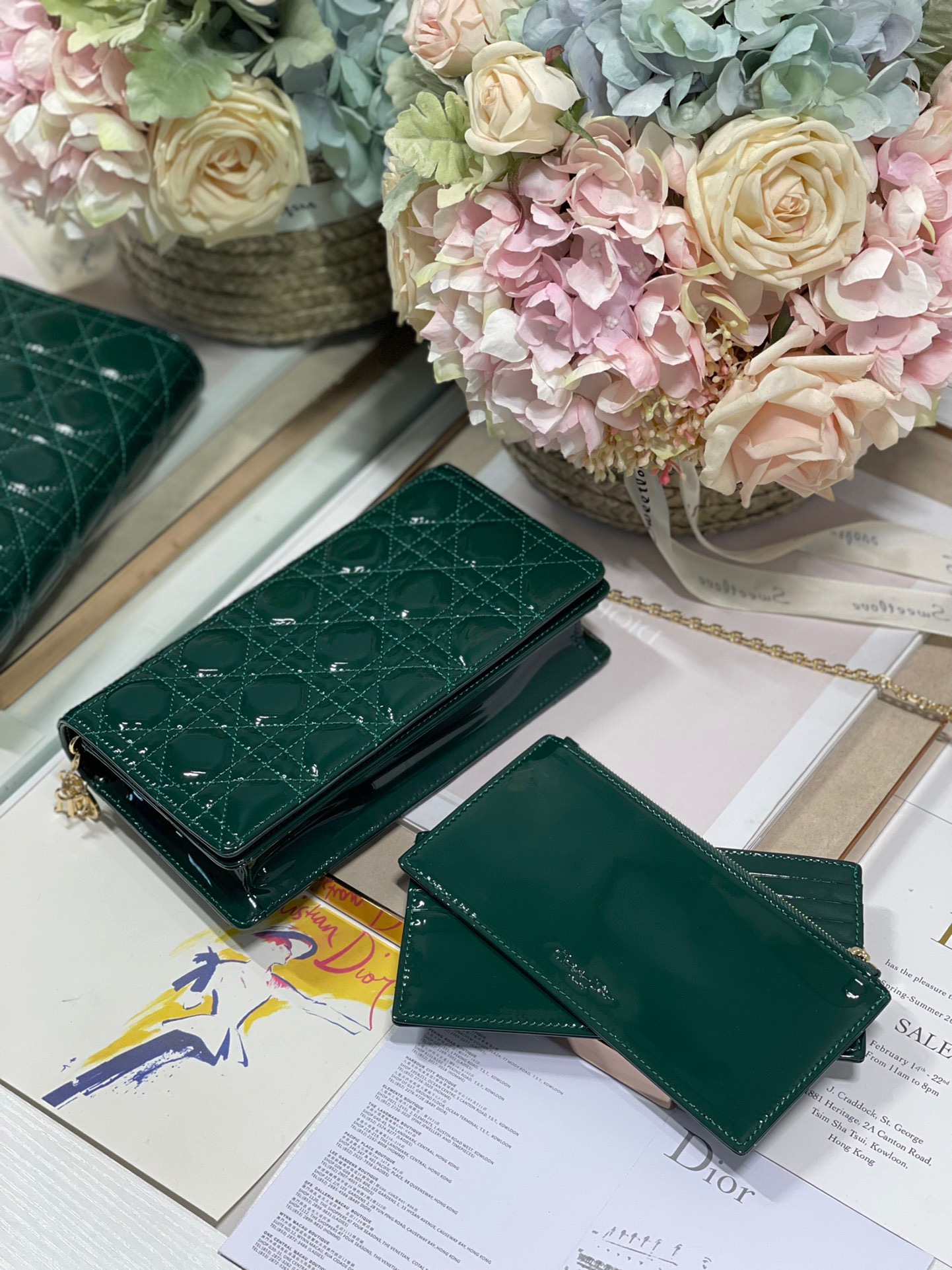 Christian Dior Lady Dior Pouch Green, For Women, Women’s Handbags 8.5in/21.5cm CD1:1High-quality replica
