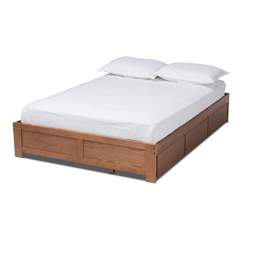 Baxton Studio Wren Modern and Contemporary Walnut Finished 3-Drawer Full Size Platform Storage Bed Frame