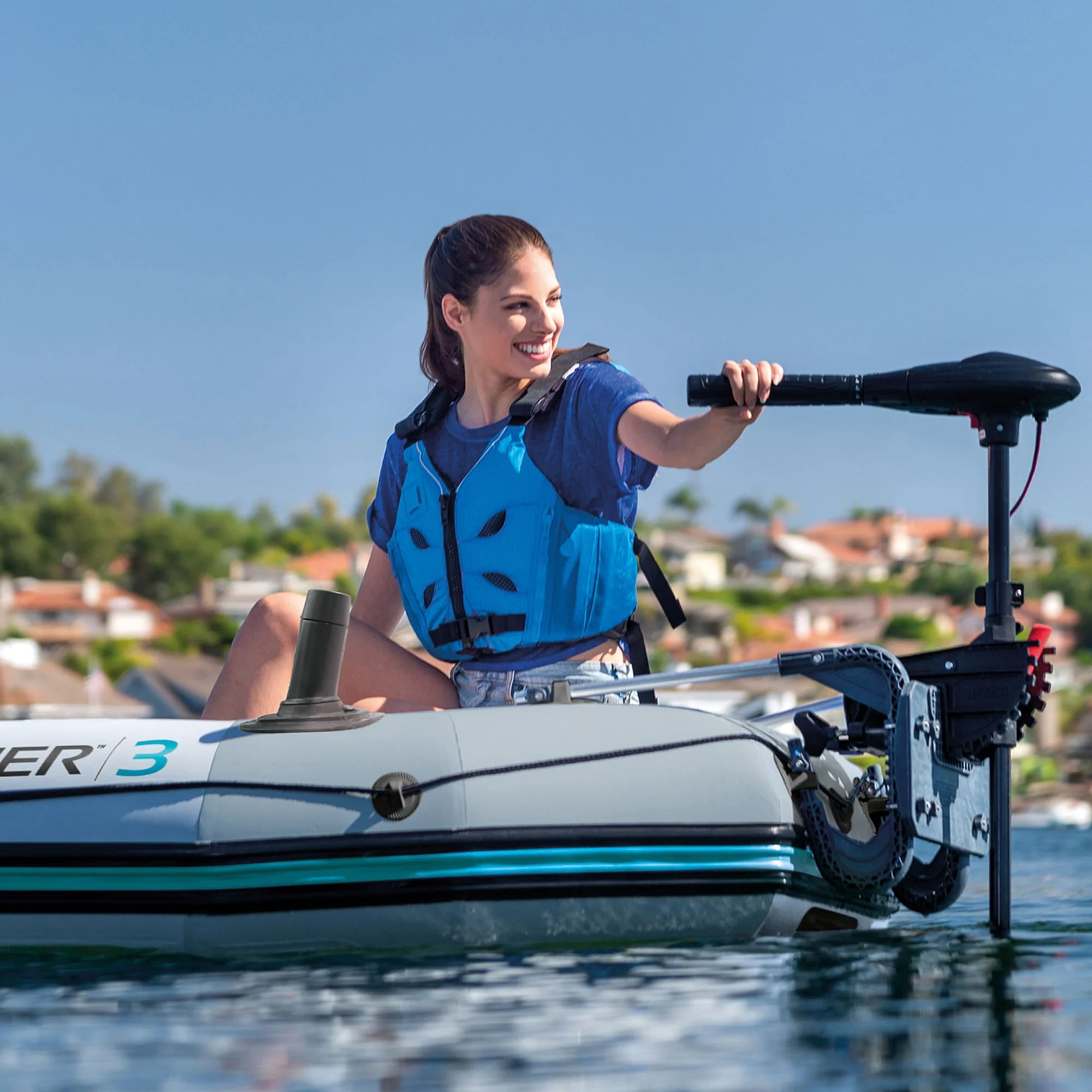 Intex Excursion 5 Person Inflatable Fishing Boat with Composite Motor Mount - Image 9
