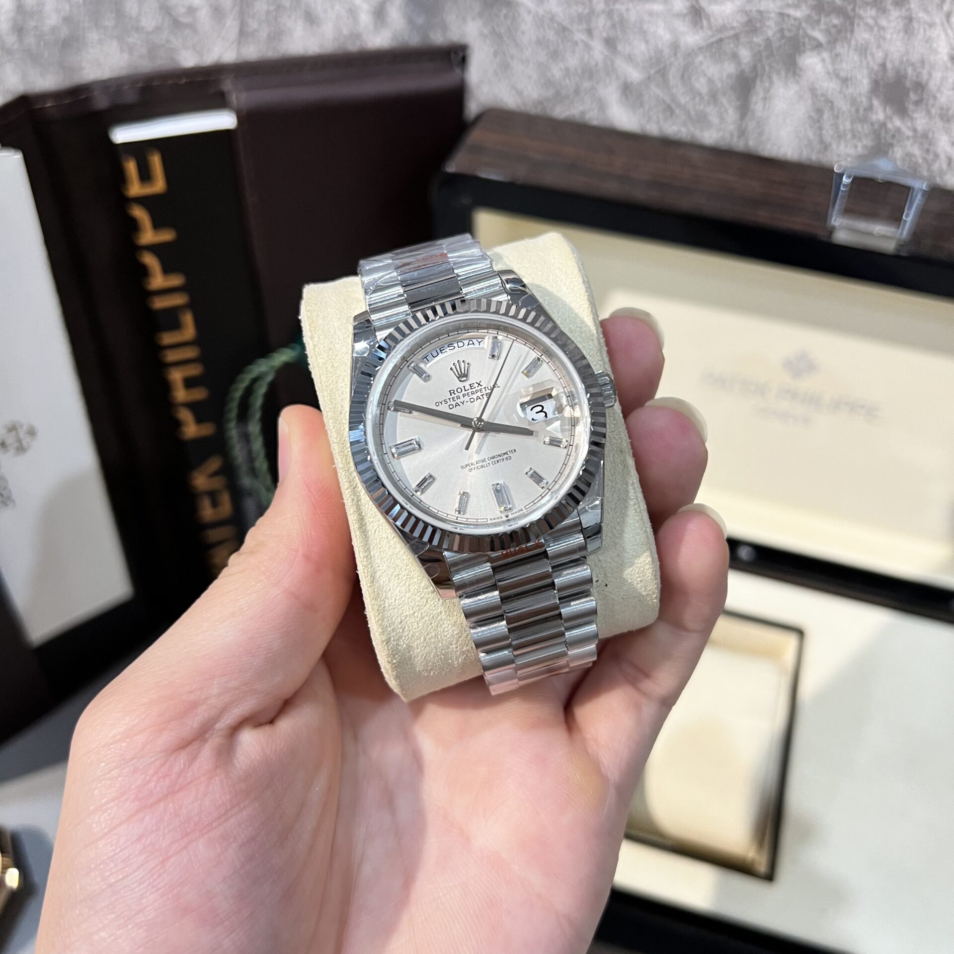Rolex Day-Date 228239 Replica Watch White Dial Refine 166gram GM V2 40mm - Top club