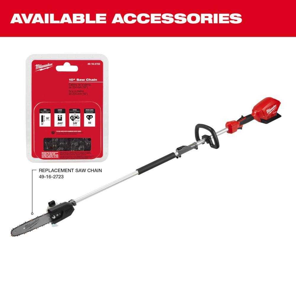 Milwaukee M18 FUEL 10 in 18V Lithium-Ion Brushless Cordless Pole Saw With Attachment Capability And 10 in Saw Chain - Image 5 Milwaukee M18 FUEL 10 in 18V Lithium-Ion Brushless Cordless Pole Saw With Attachment Capability And 10 in Saw Chain - Image 5