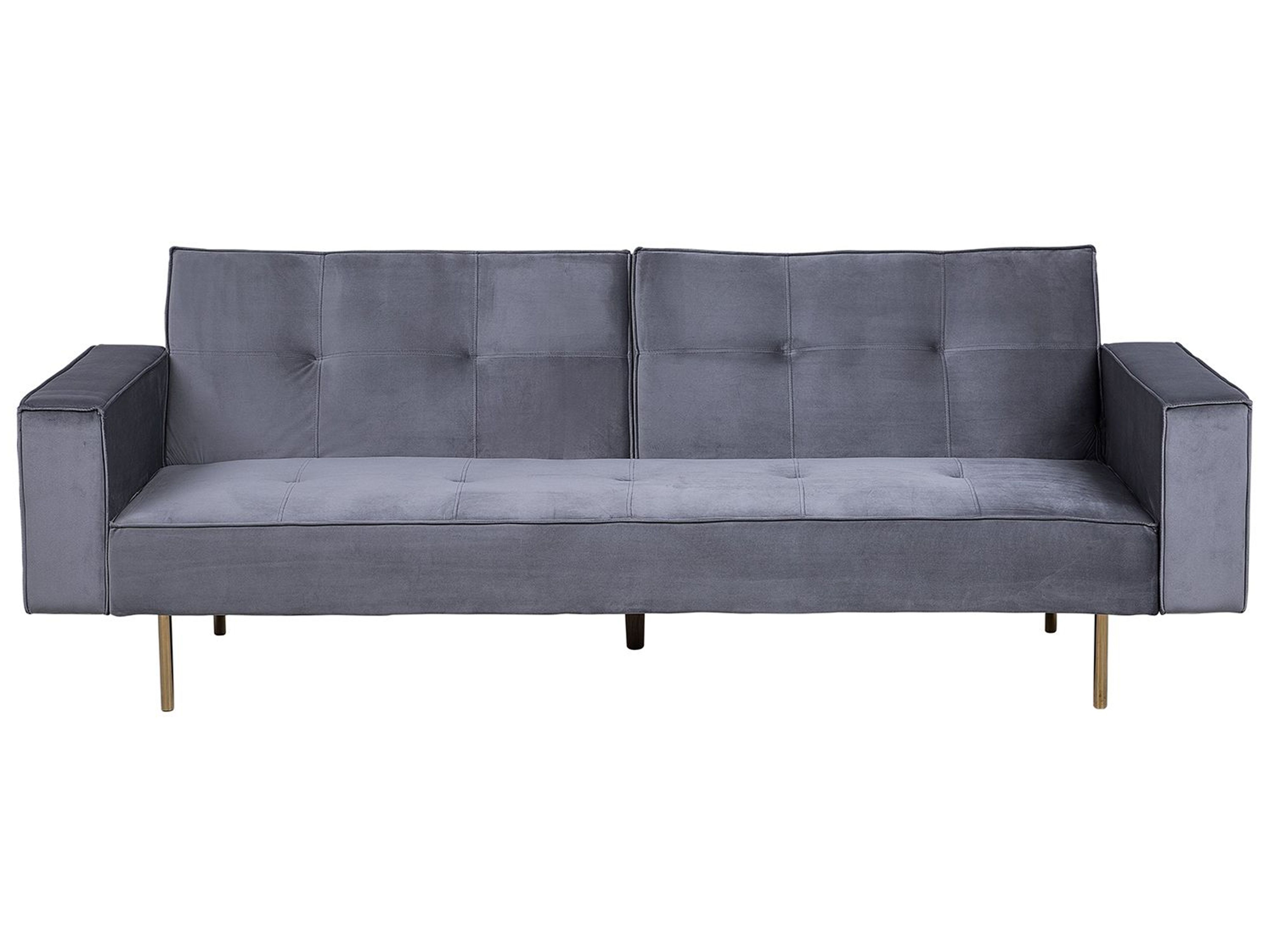 Sofa Bed 3 Seater VISNES Velvet Grey