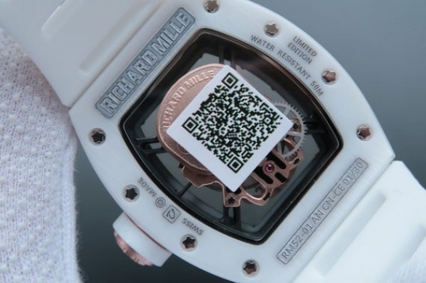 Replica Richard Mille RM052 White Ceramic Gold Skull Dial White Rubber Strap MIYOTA8215 - Top club