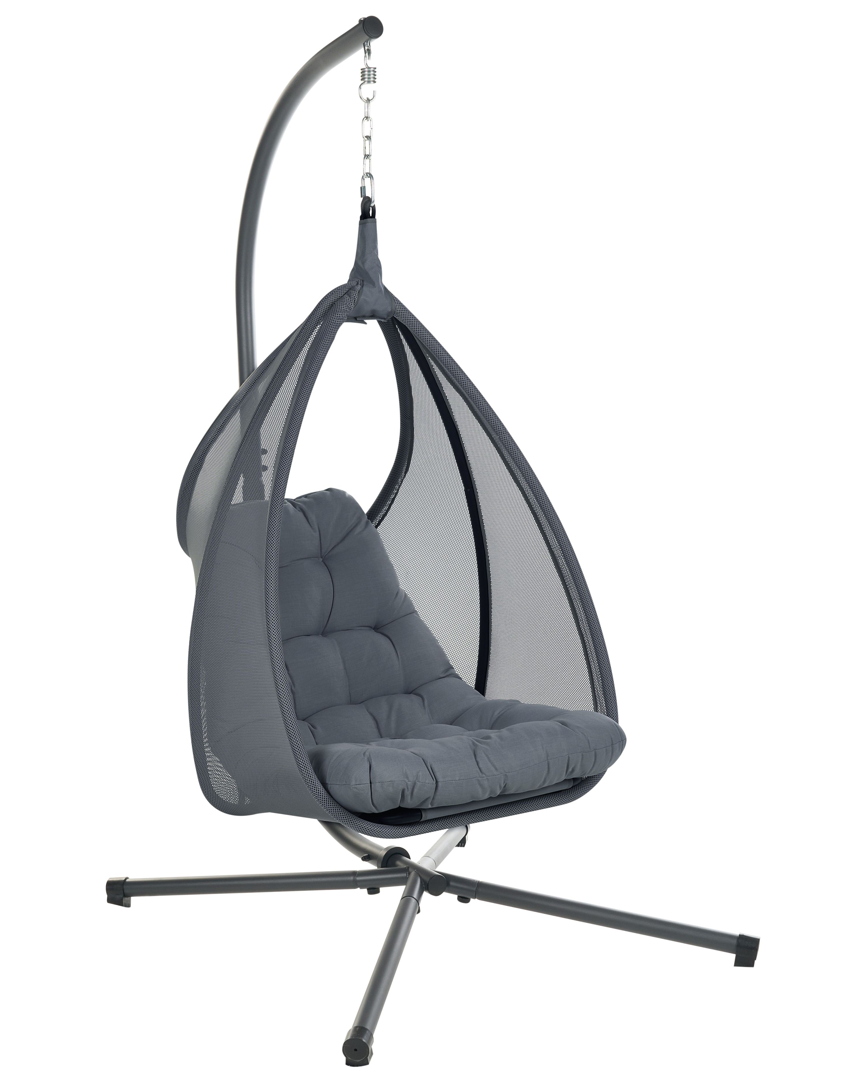 Hanging Chair with Stand AVEGNO Fabric Dark Grey