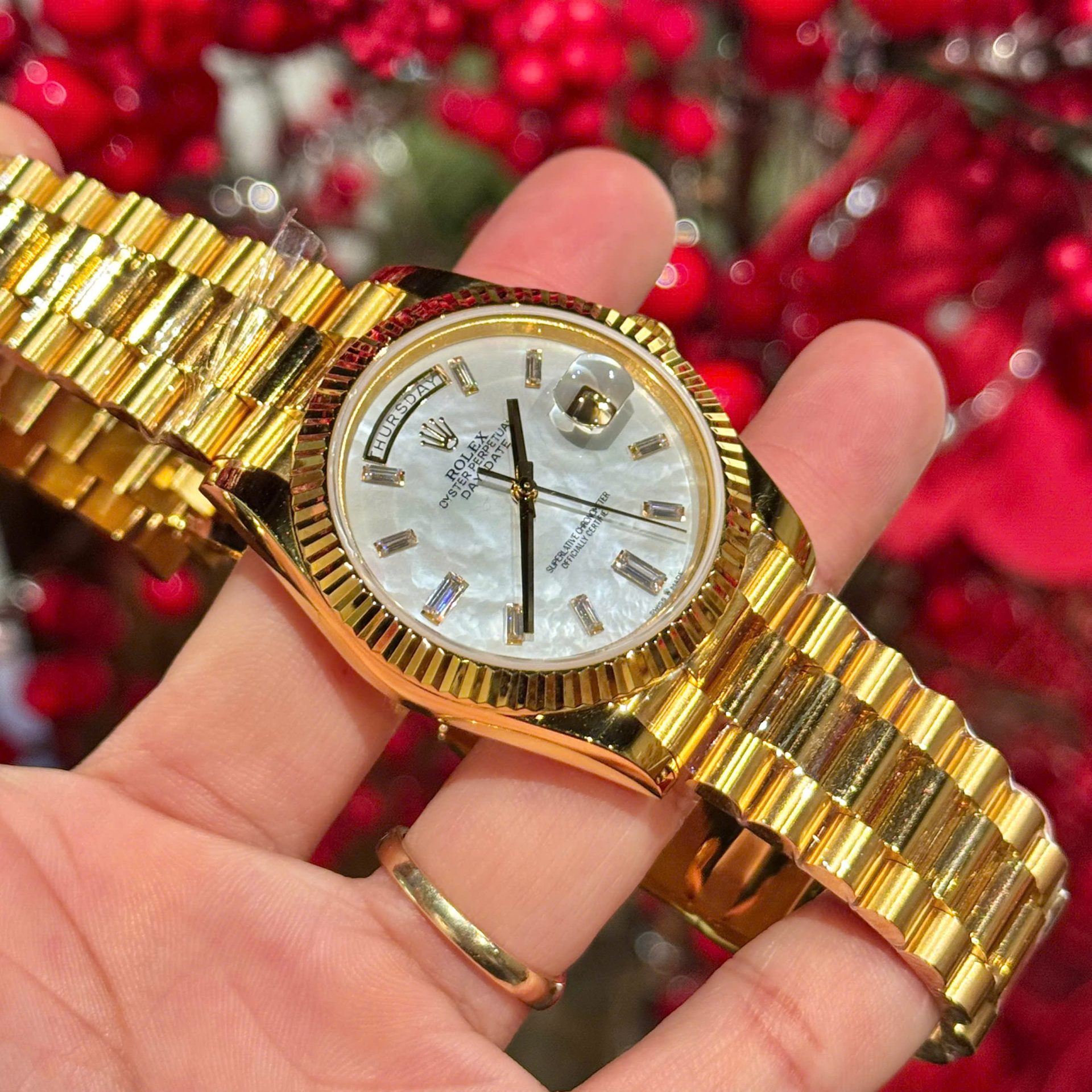 Rolex Refined Mother Of Pearl   Moissanite Diamonds Dial 18K Gold Wrapped GMF 40mm - Top club