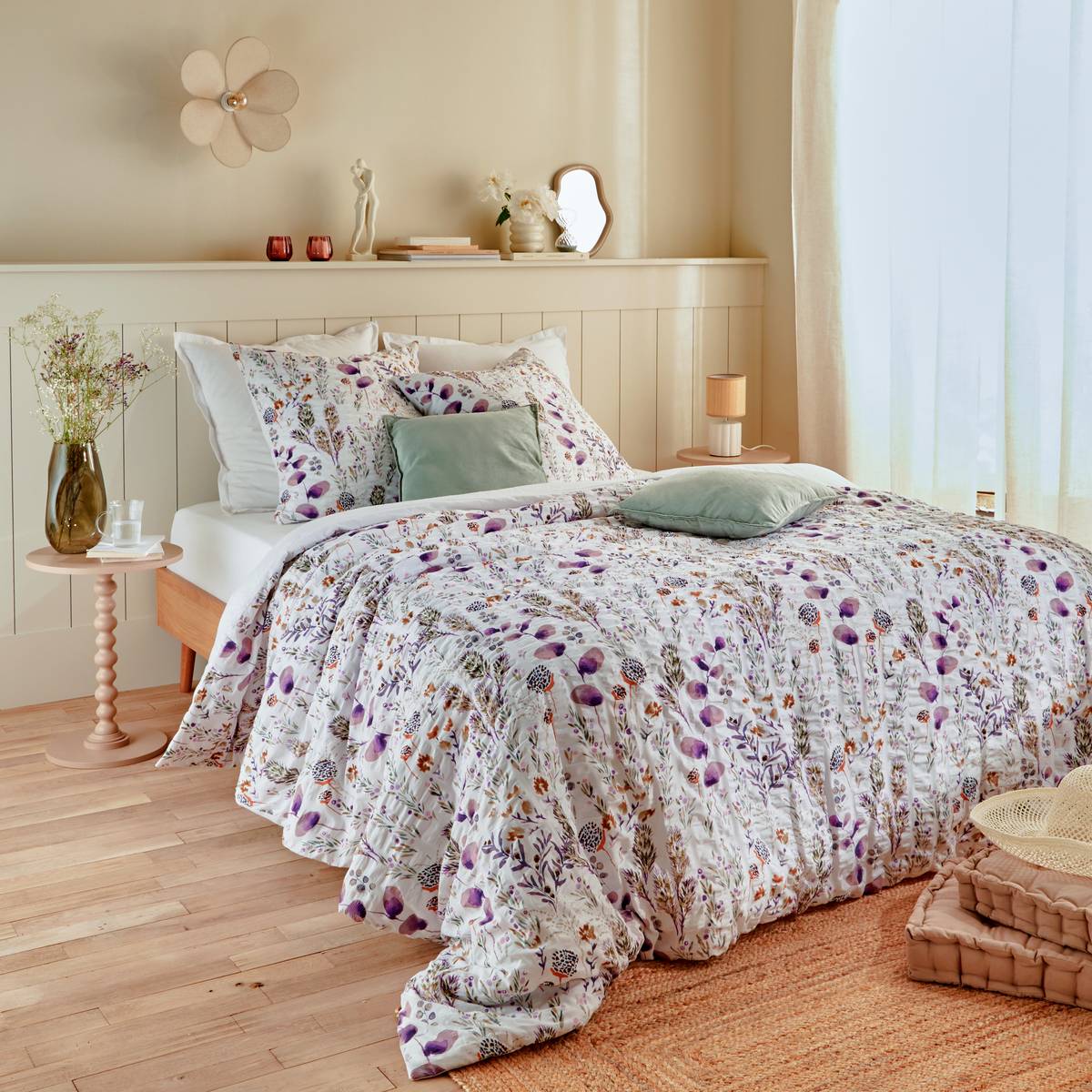 "Floral" Bedding Set White, 240x220 cm