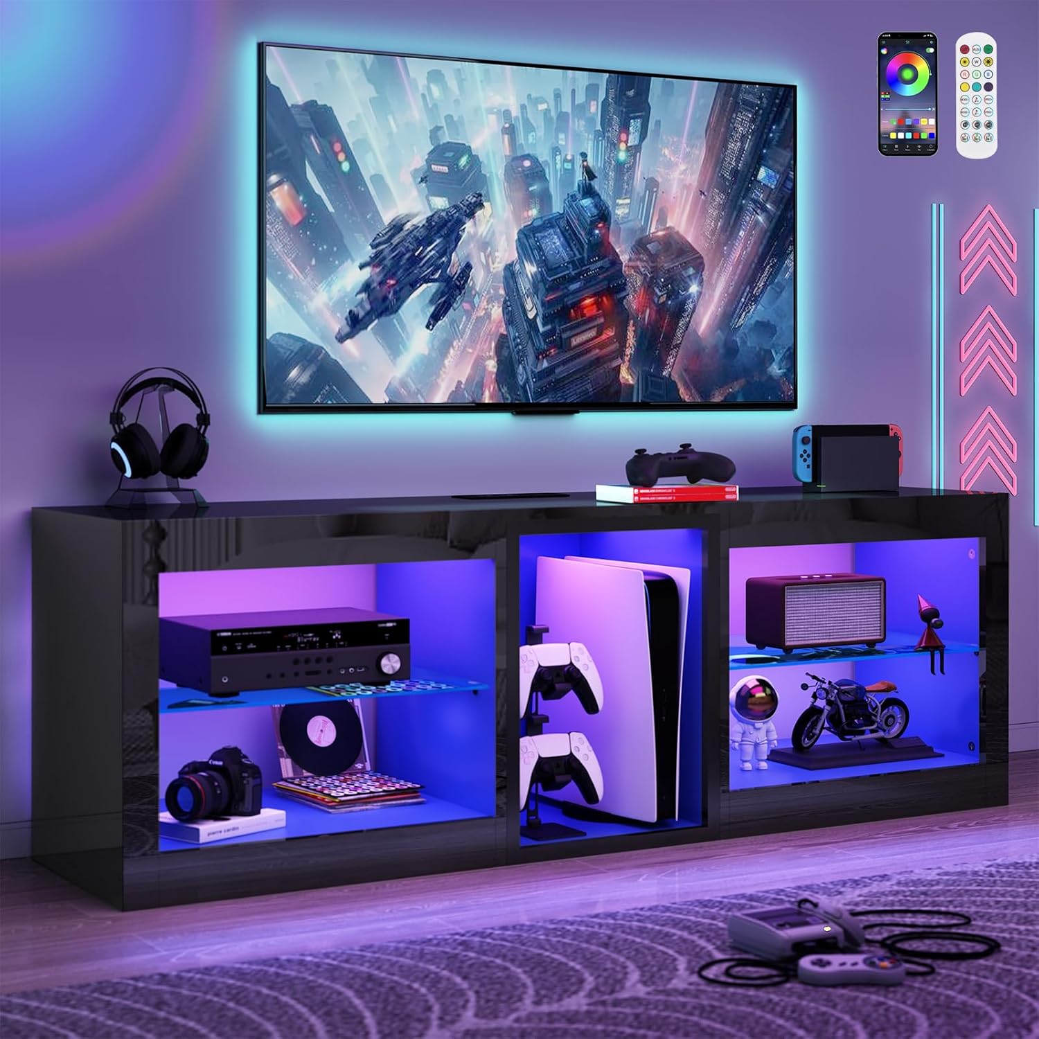 chartustriable LED TV Stands W/Power Outlet for 65 70Inch TV,63