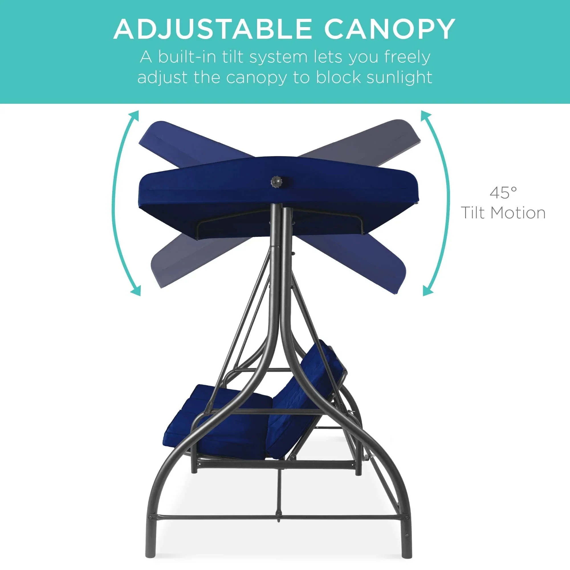 3-Seat Outdoor Large Converting Canopy Swing Glider - Image 10