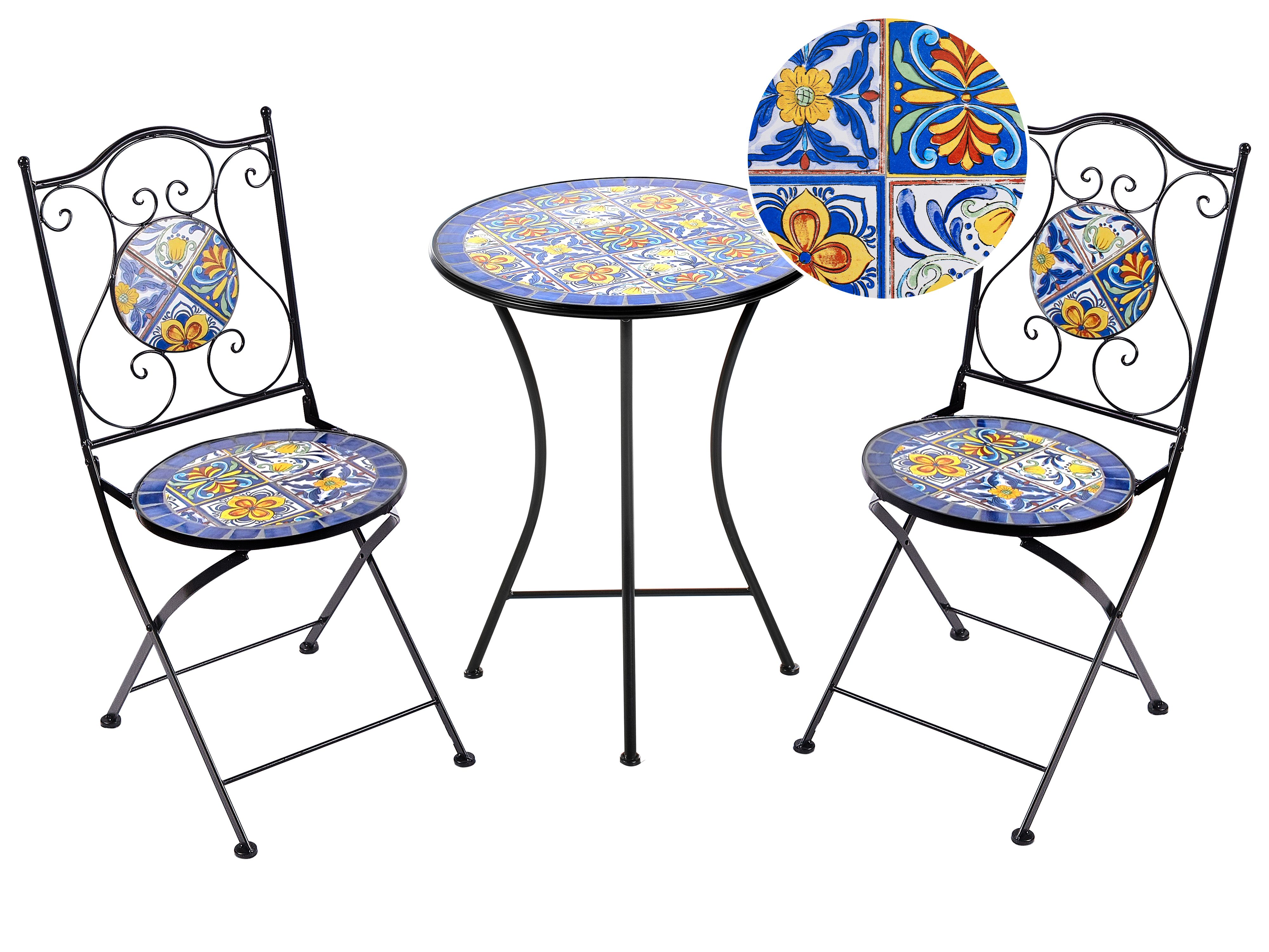 Bistro Set Folding CORIANO Metal Black