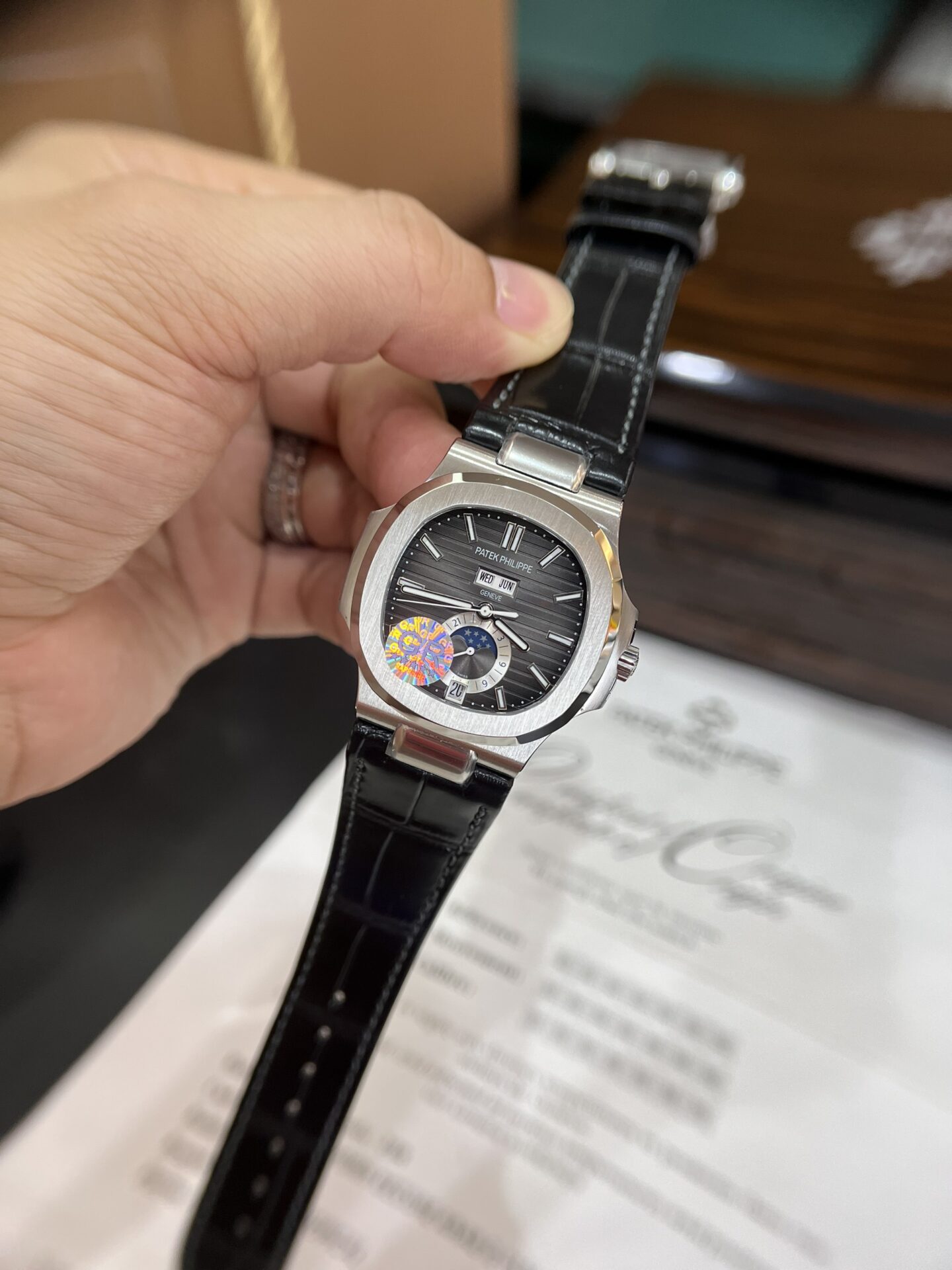 Patek Philippe Replica Watch Nautilus 5726G Black Leather Strap GR Factory 40.5mm - Top club