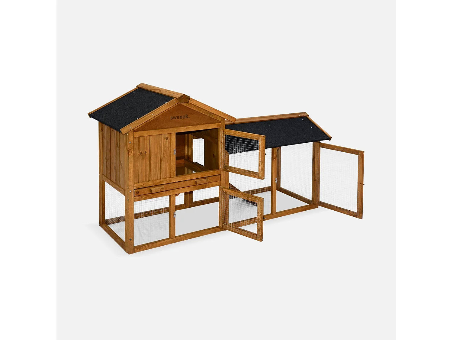 Clapier en bois Hotot pour lapin et autres rongeurs. 4 lapins. cage à lapin avec enclos. espace intérieur et extérieur