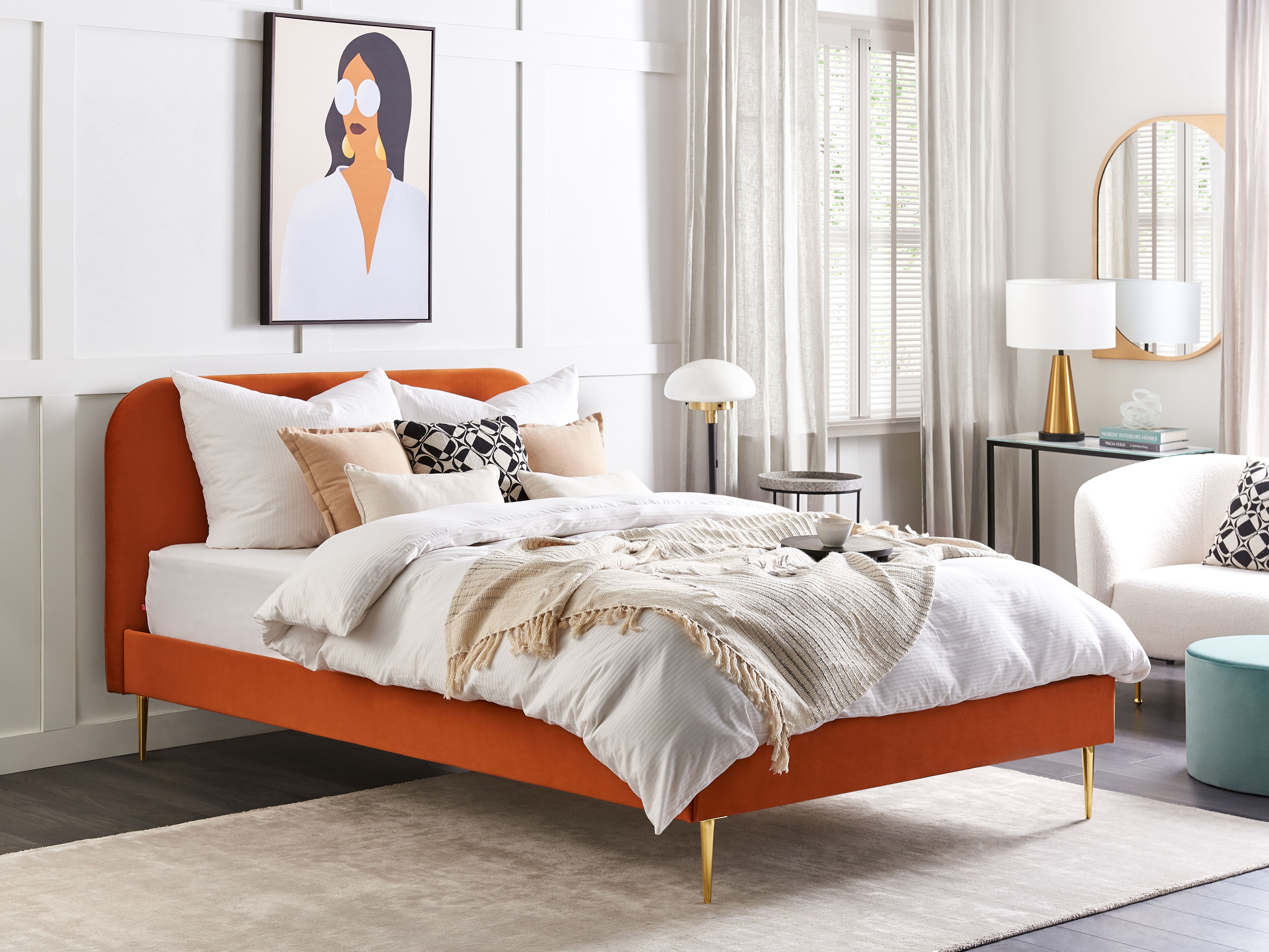 Bed Velvet FLAYAT 160 x 200 cm (EU King Size) Orange