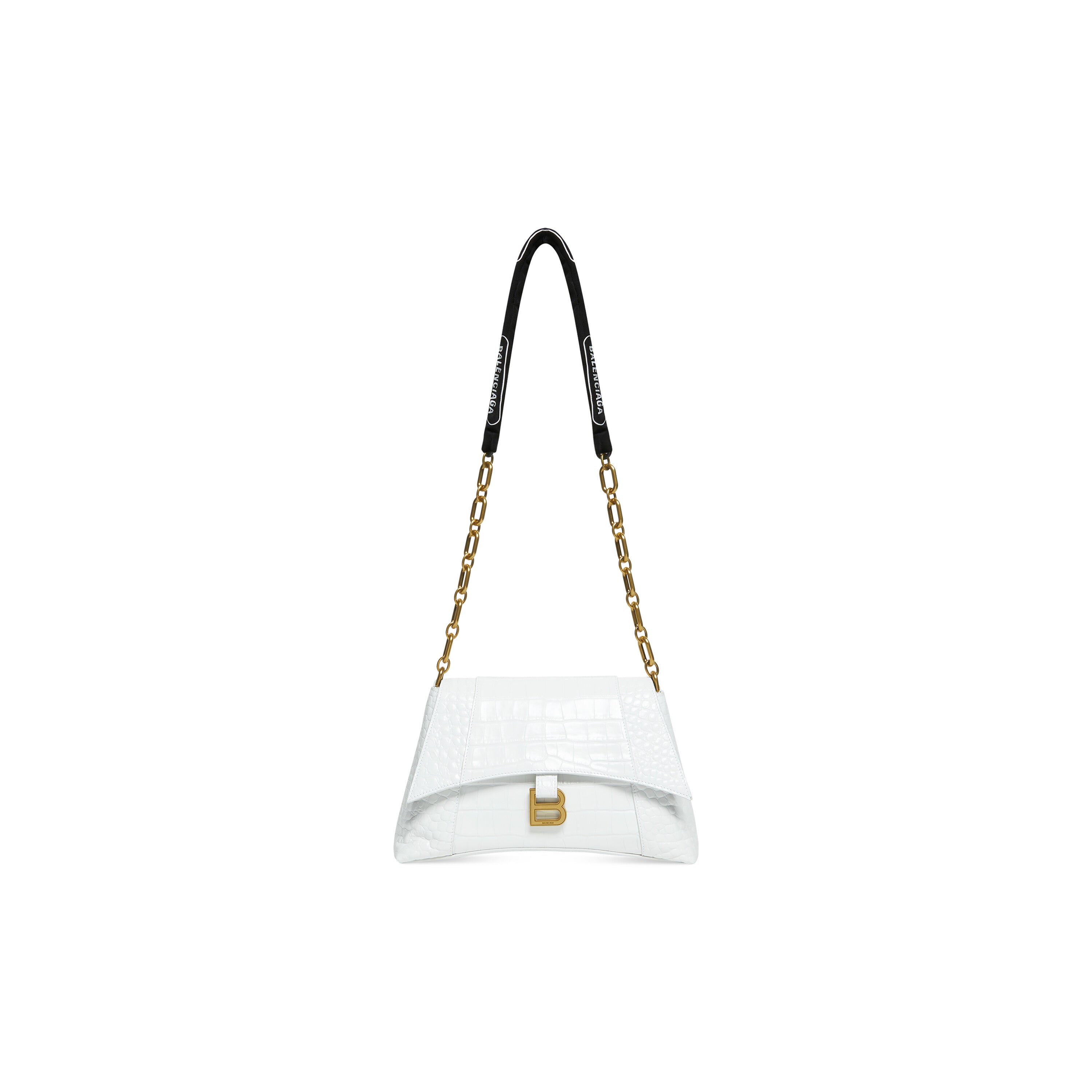 WOMEN'S DOWNTOWN SMALL SHOULDER BAG WITH CHAIN CROCODILE EMBOSSED IN WHITE - Replicaclubs