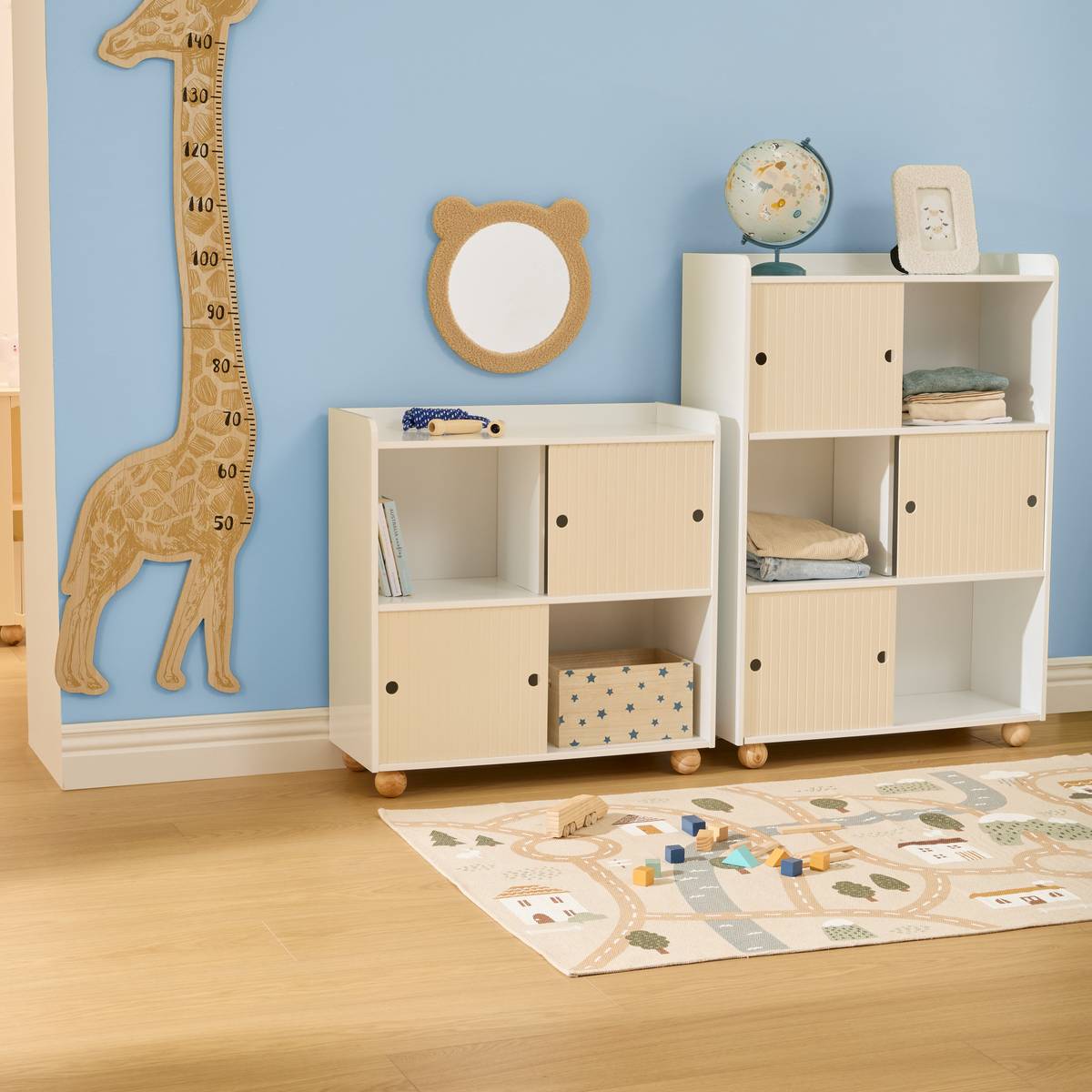 Children's storage cabinet with 2 doors and 1 shelf "Bouli" Beige, 69.5x30 cm