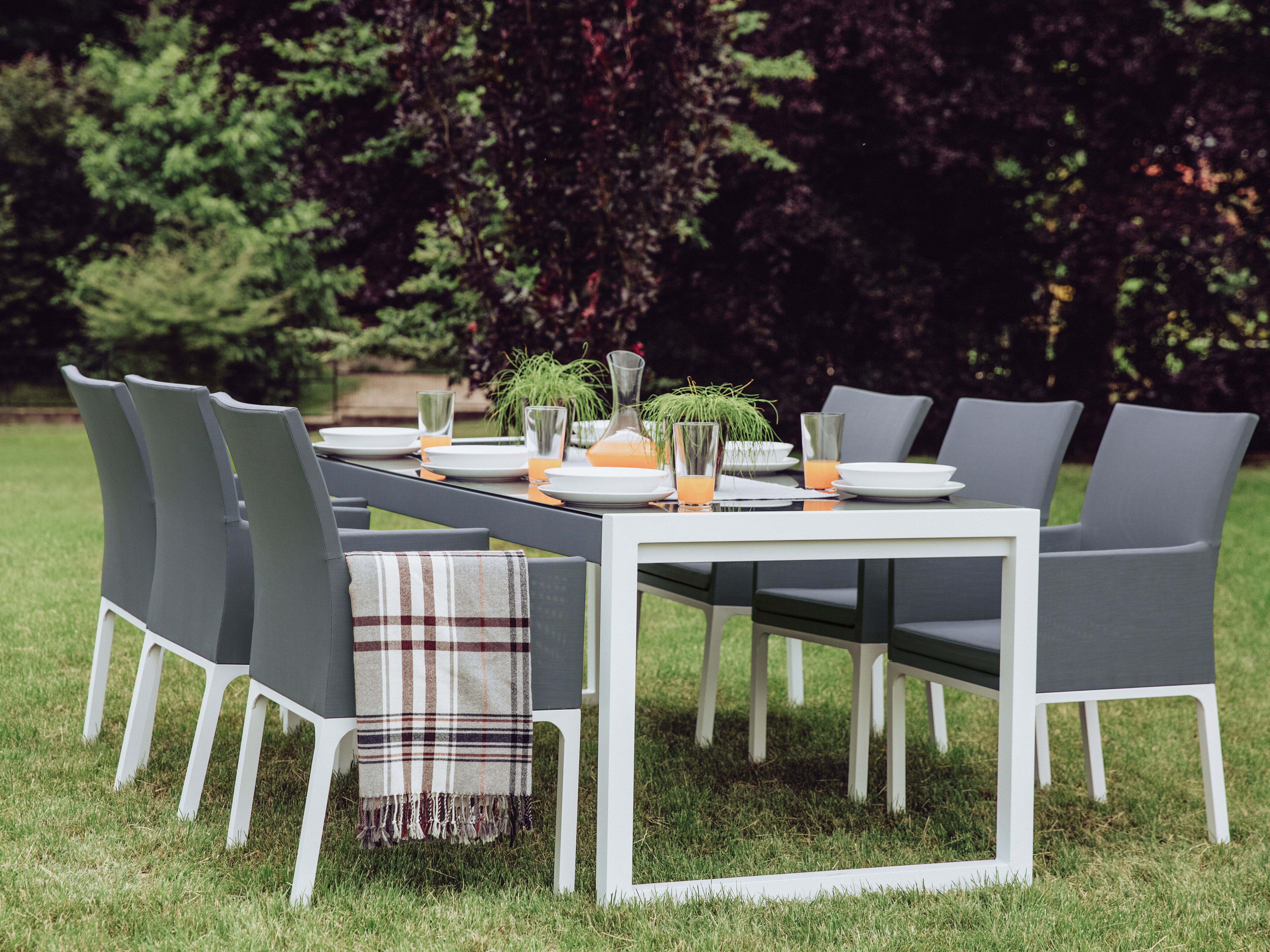 Garden Dining Table BACOLI 210 cm 90 cm Glass Off-White