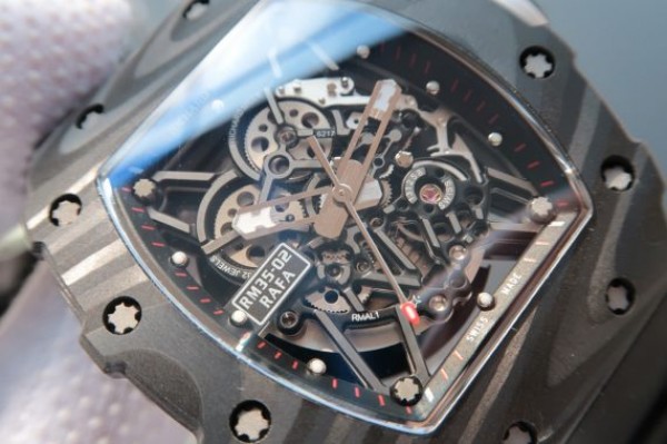 Replica Richard Mille RM035 Rafael Nadal Forge Carbon Titanium Case KVF Skeleton Dial White Rubber Strap MIYOTA8215 - Top club