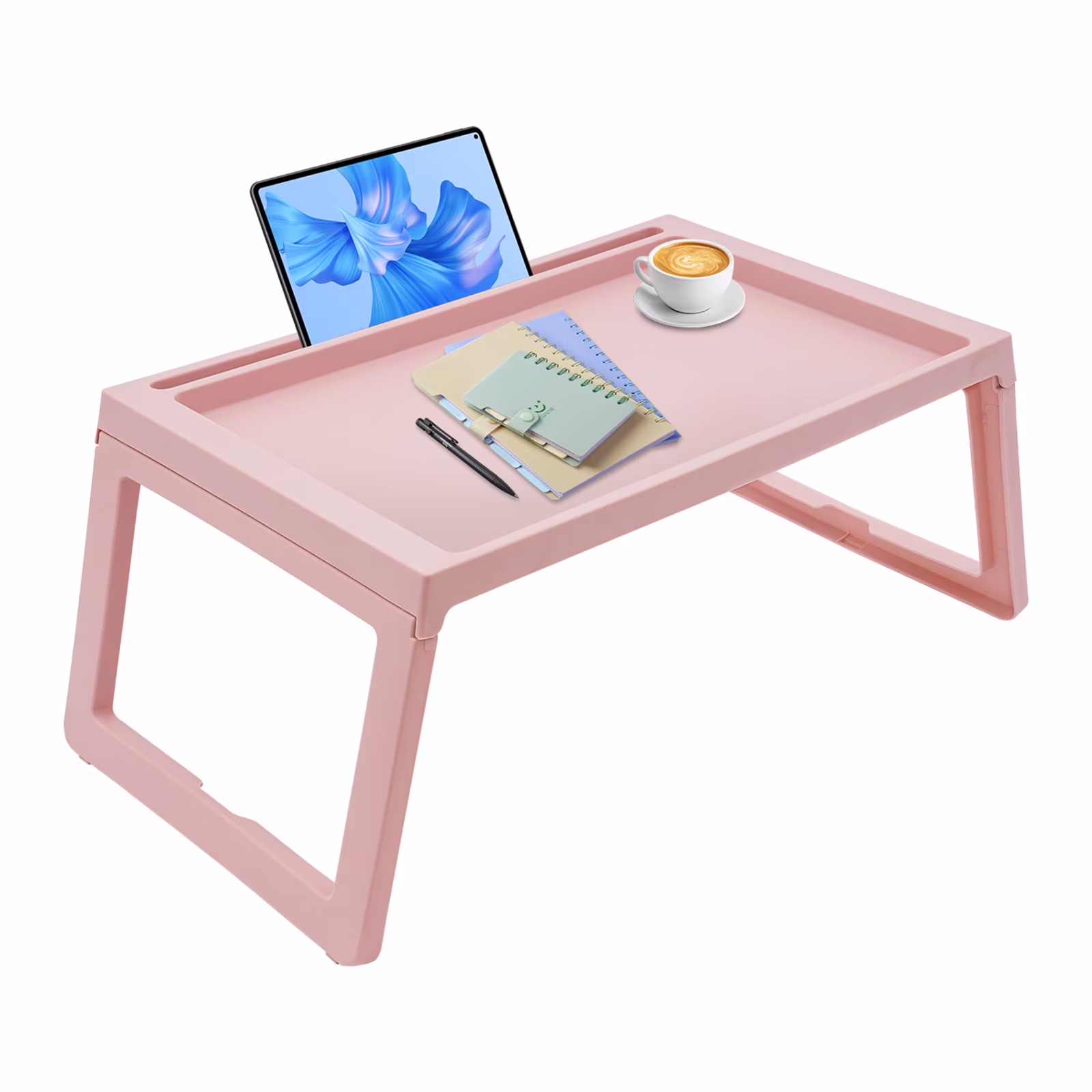 Set of 6 Lap Desk for Bed, PP Foldable Laptop Table, Portable Lap Desk, Home Office Laptop Desk Table for Notebook Tablet,Bed Tray Table, Kids Bed Dinning Desk (white)