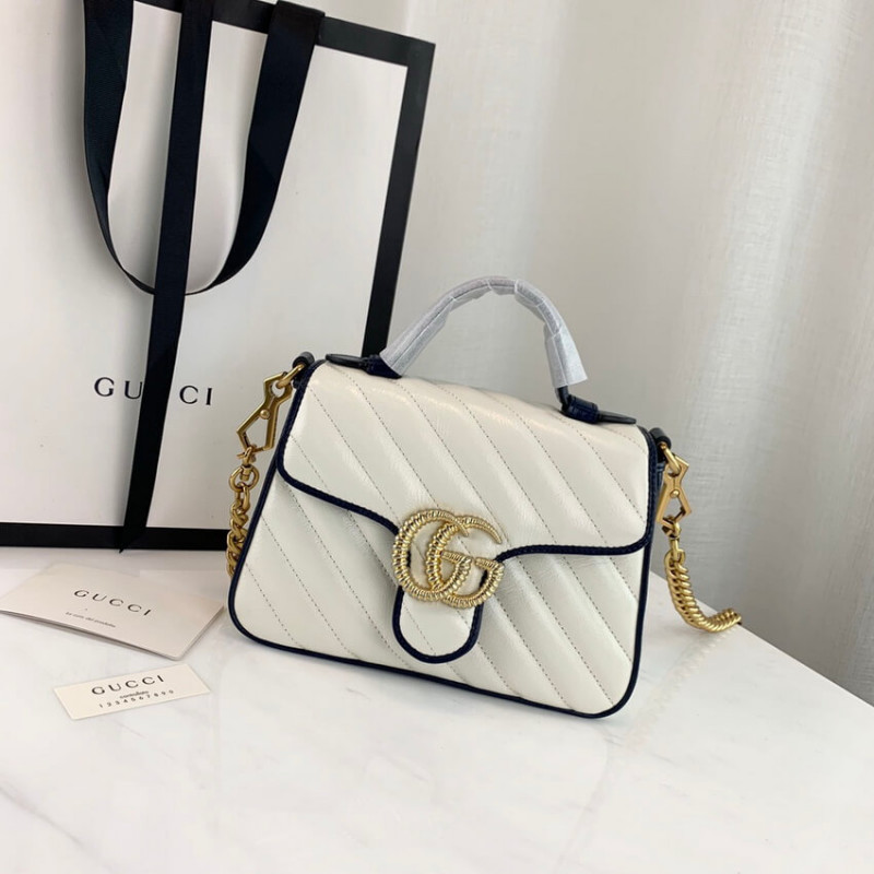 Replica Gucci Gg Marmont Mini Top Handle Bag 583571 White1:1High-quality replica