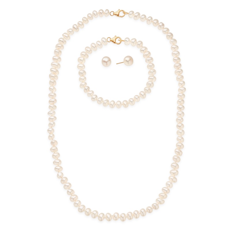 Freshwater Pearl Necklace, Earring and Bracelet Set - MIDNIGHT VELVET CATALOG