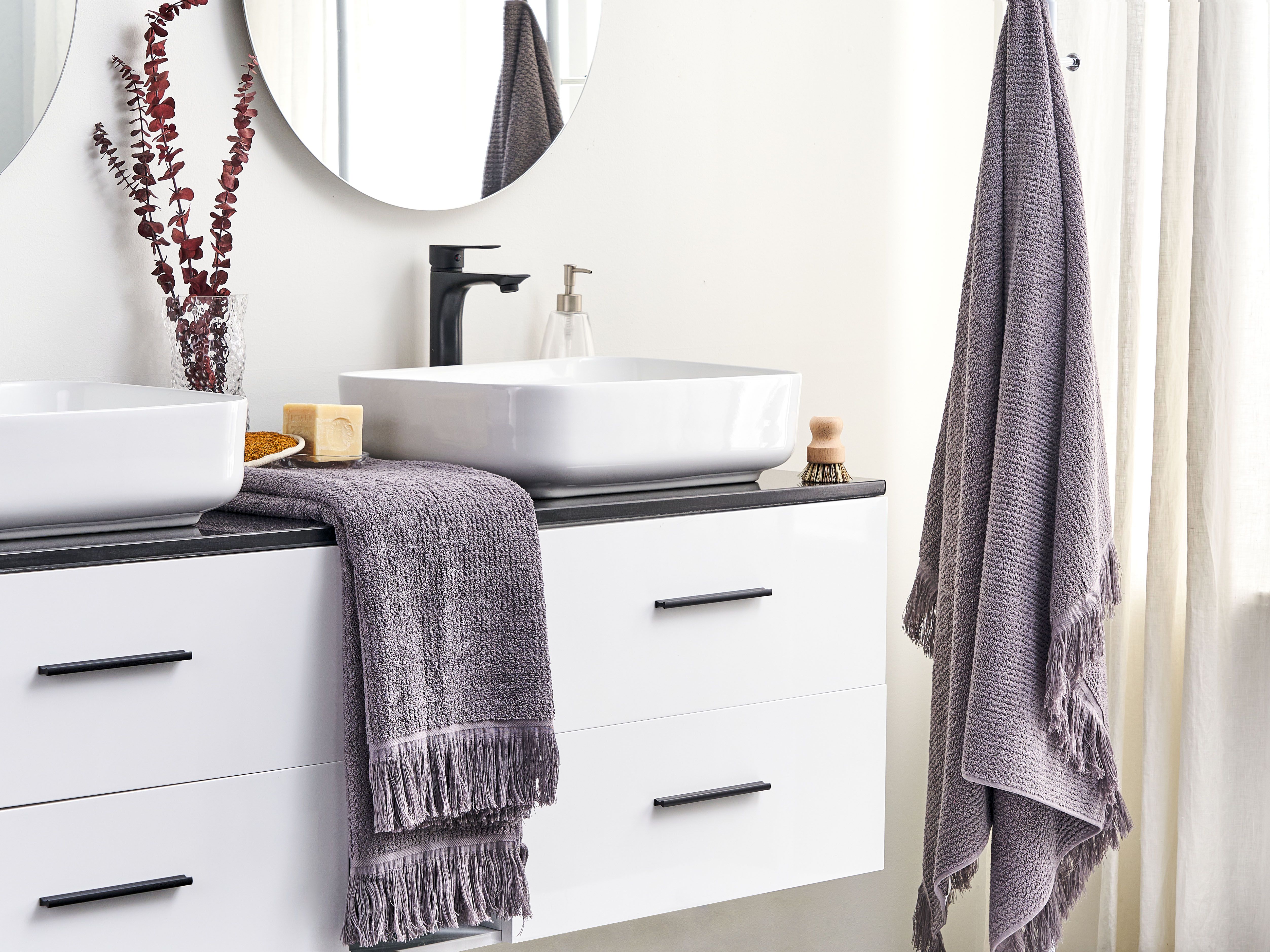 Set of 2 Towels ATIU Terry Cotton Grey