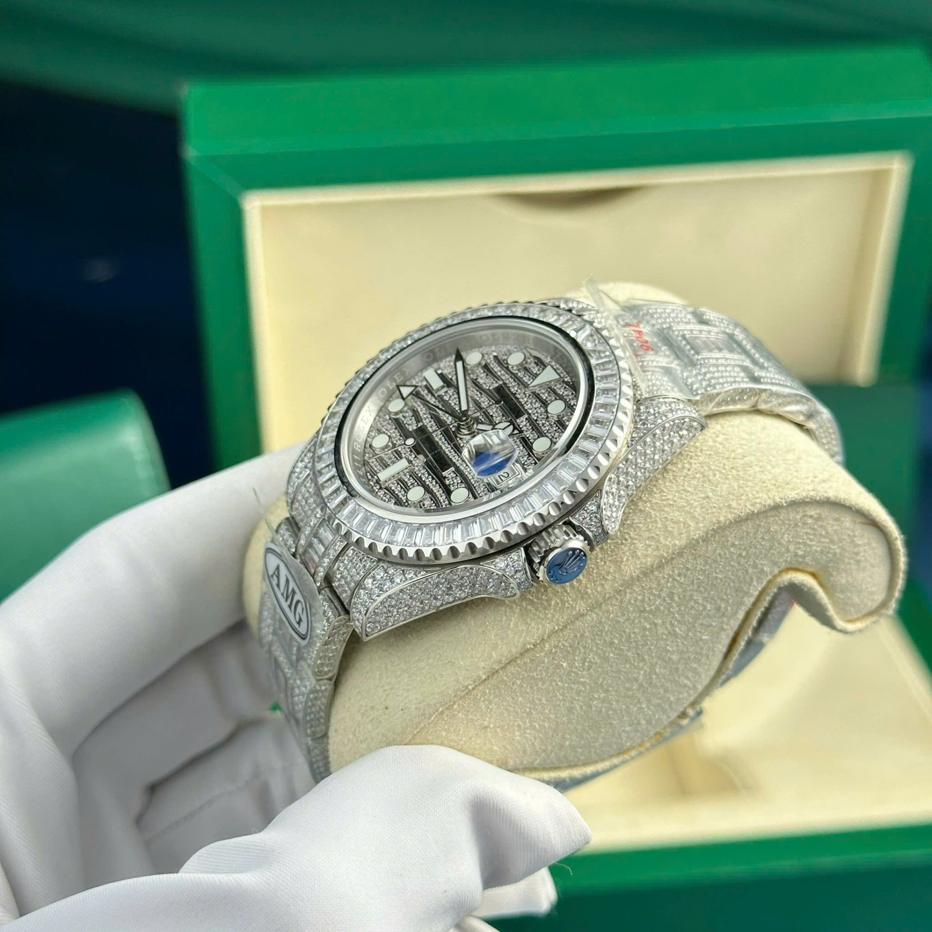 Rolex GMT-Master II Copies Watch Full Stone CZ AMG Factory 40mm - Elite Watch Atelier