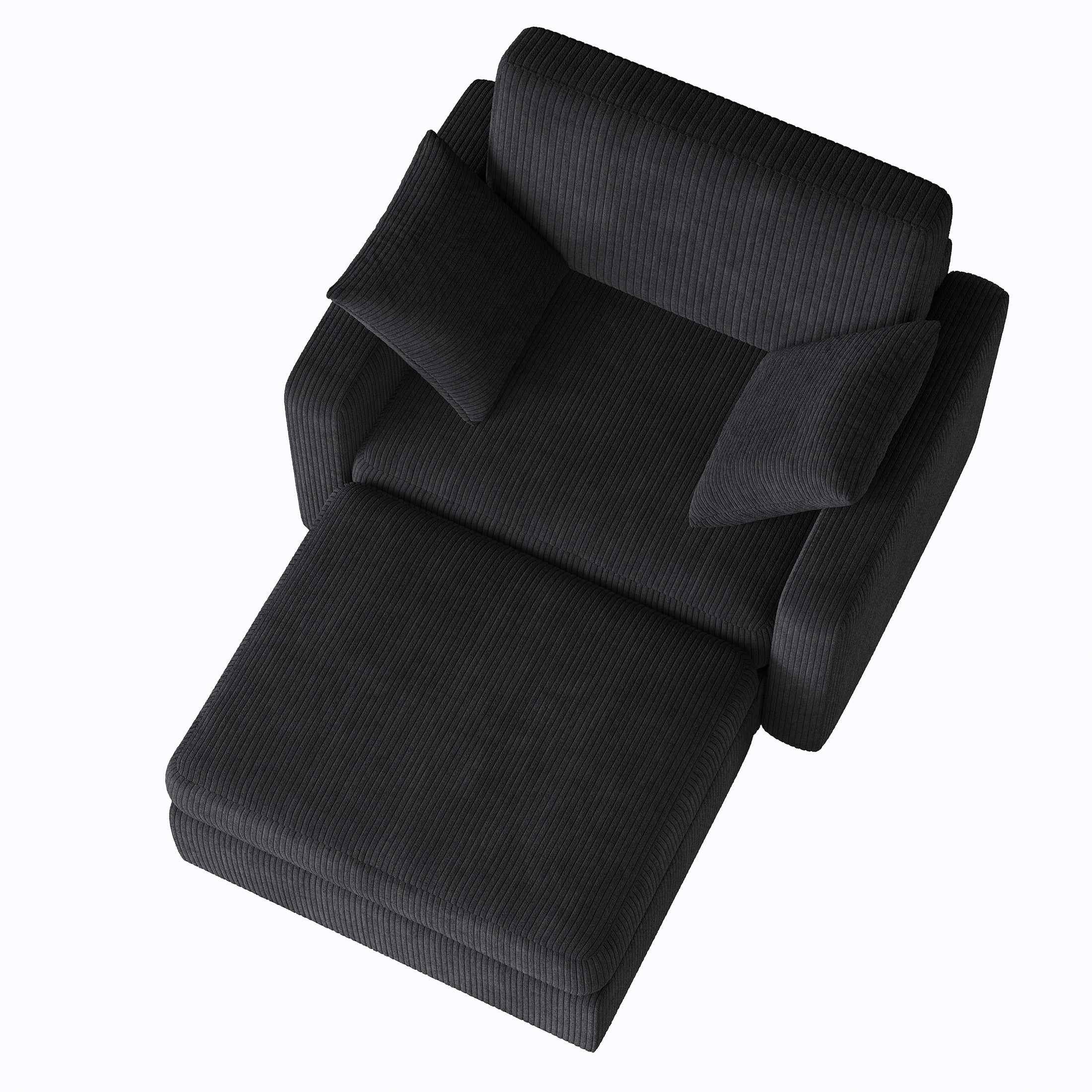LUMIHO Chaise Lounge Chair Indoor, 42" Sleeper Chair with Two Throw Pillows and Armrests, Corduroy Chaise Couch Chair with Ottoman for Living Room, Bedroom, Apartment, Green - Image 27