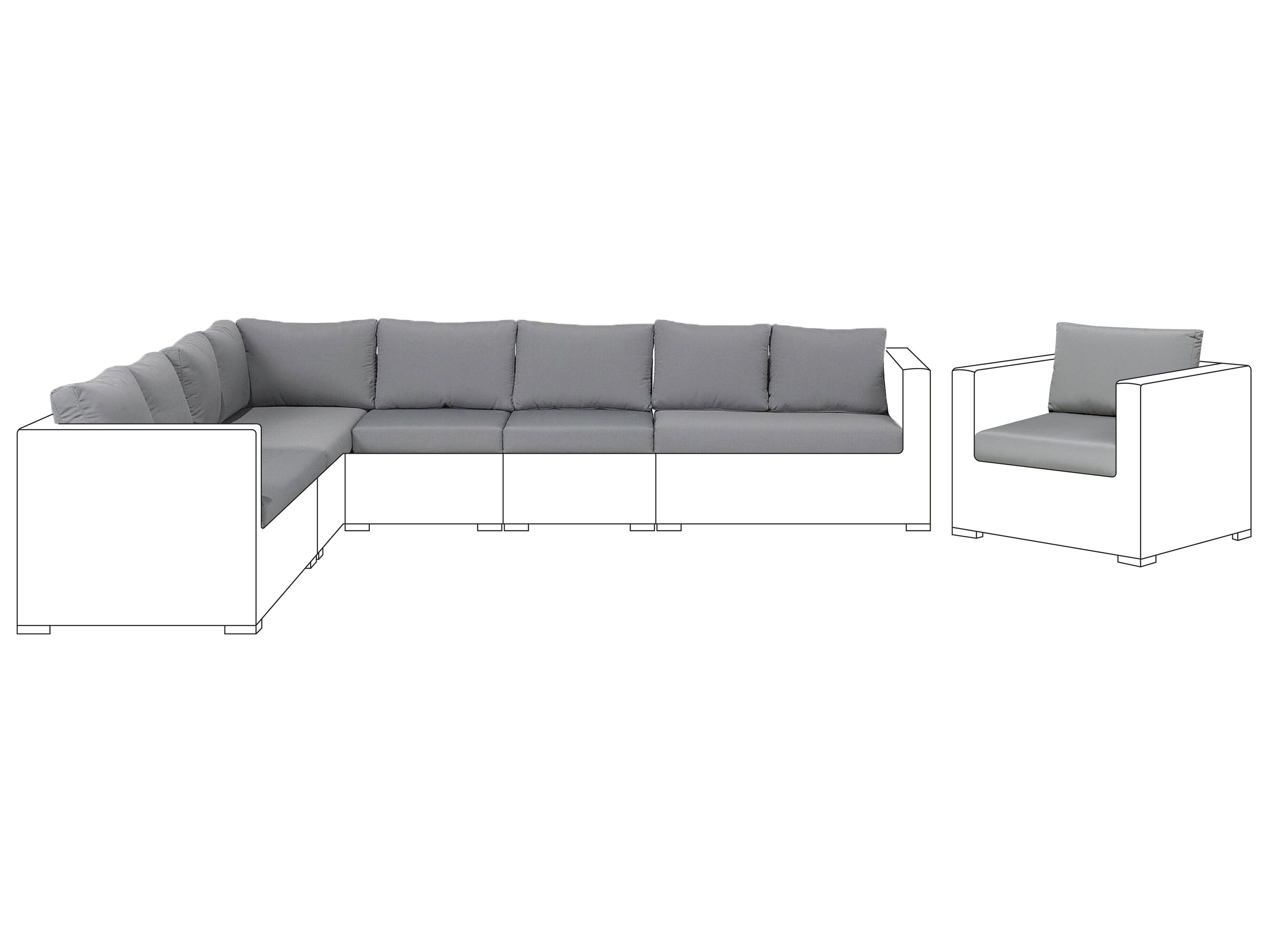 Outdoor Cushion Cover Set XXL Grey