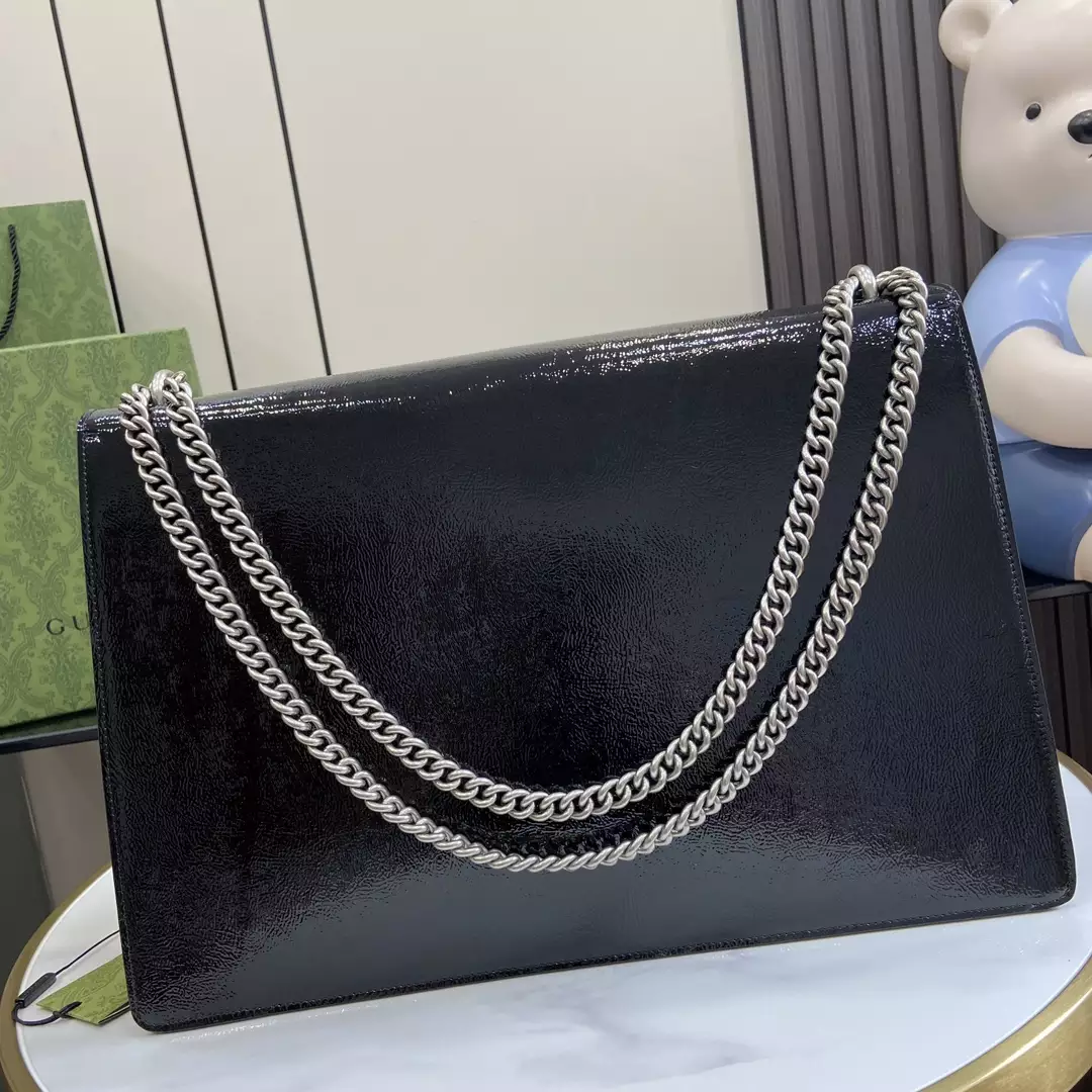 Dionysus Large Shoulder Bag in Black Patent Leather1:1High-quality replica
