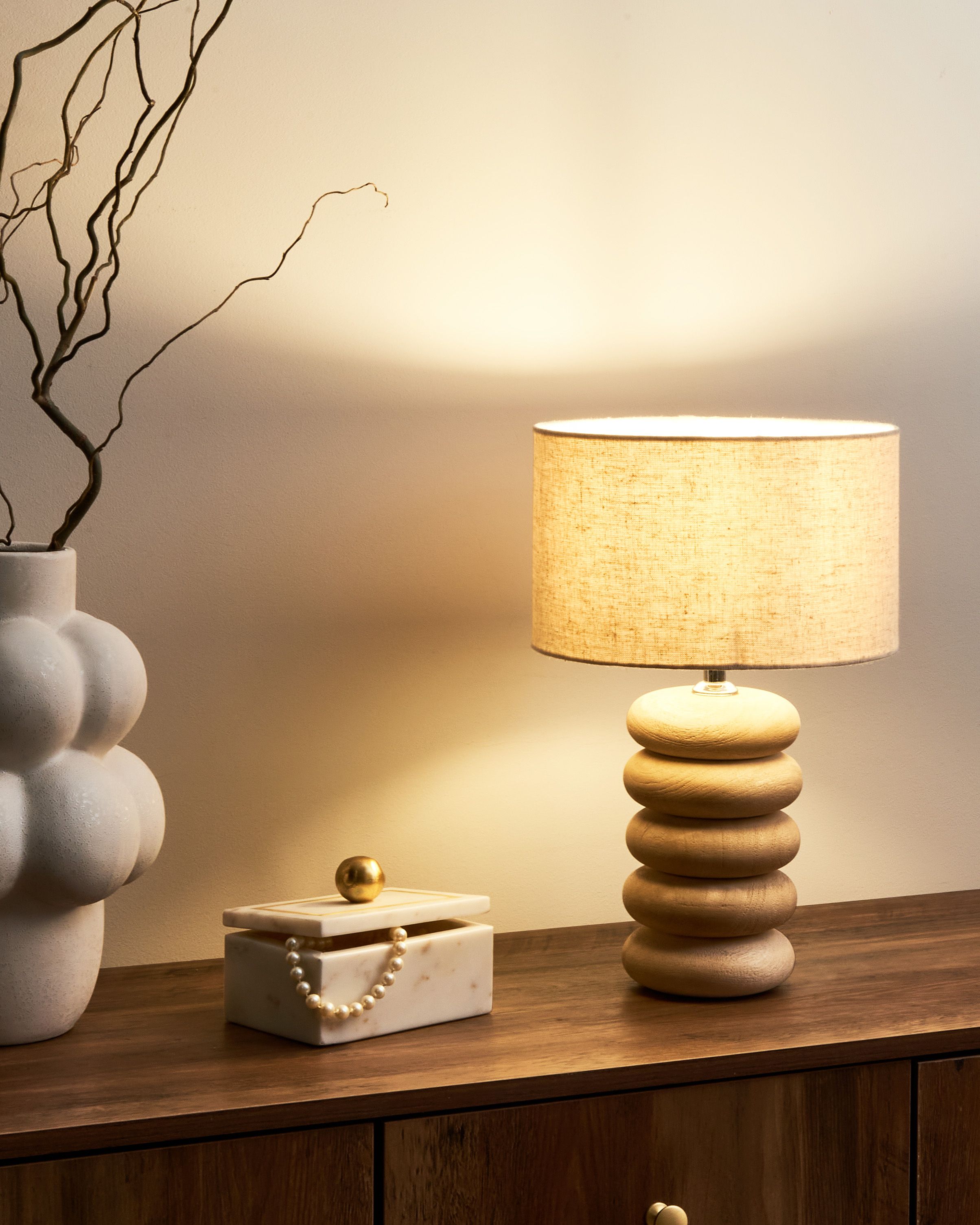 Table Lamp BETWA Mango Wood Light Brown