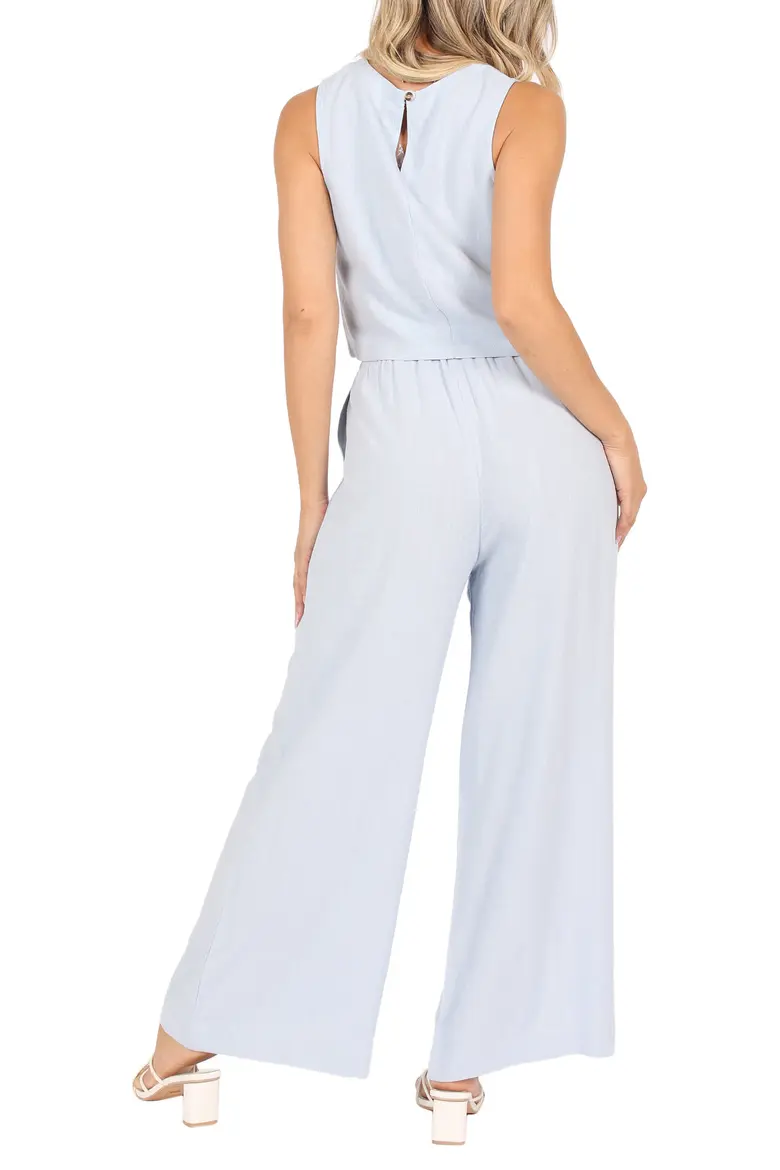 Marnie Tank & Wide Leg Pants Linen Set - Blue