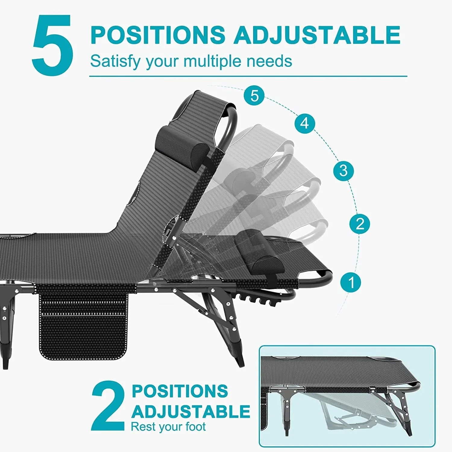 Slsy 5-Position Adjustable Folding Lounge Chair And Cot - 75.2" x 25.6" x 11.8" - Image 42 Slsy 5-Position Adjustable Folding Lounge Chair And Cot - 75.2" x 25.6" x 11.8" - Image 42