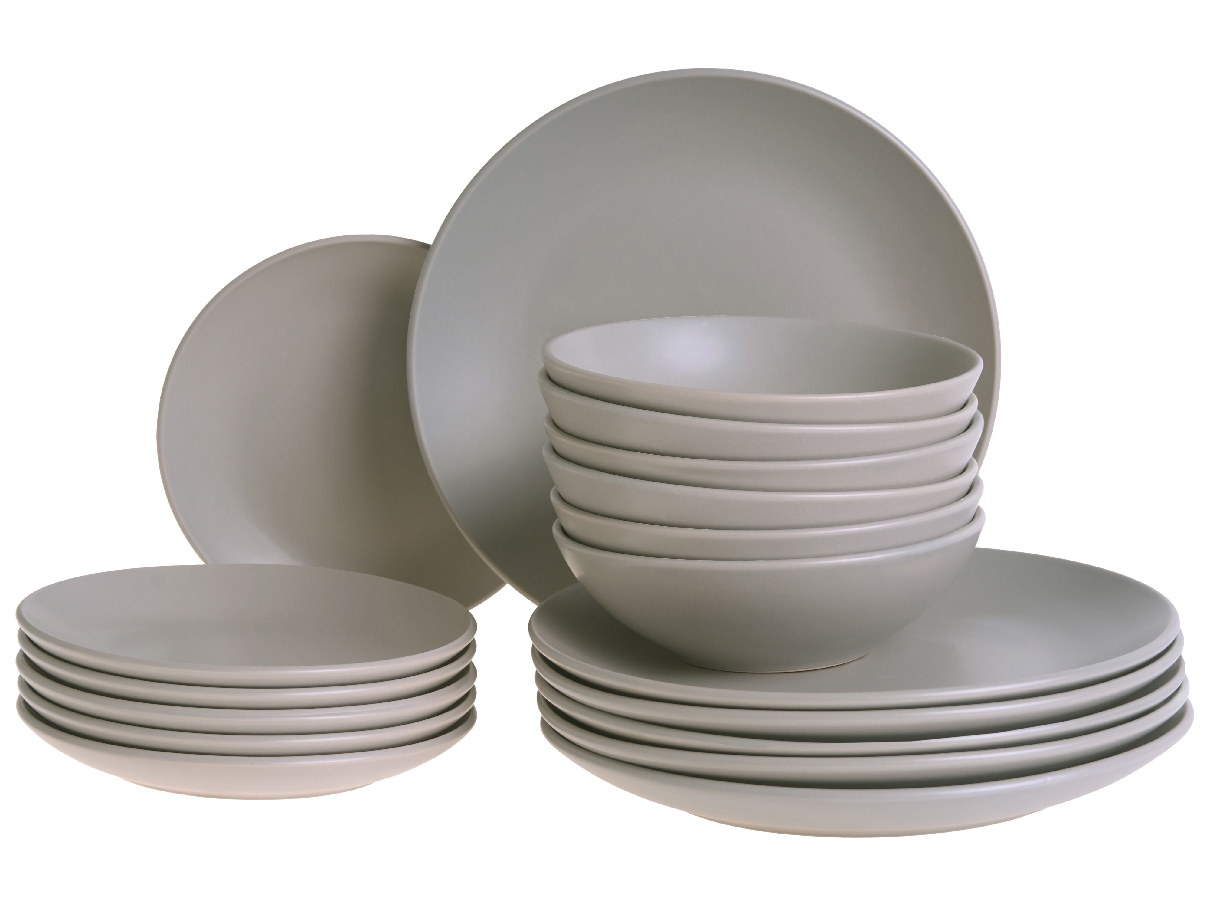 Set of 18 Dinnerware VIVANI Stoneware Grey