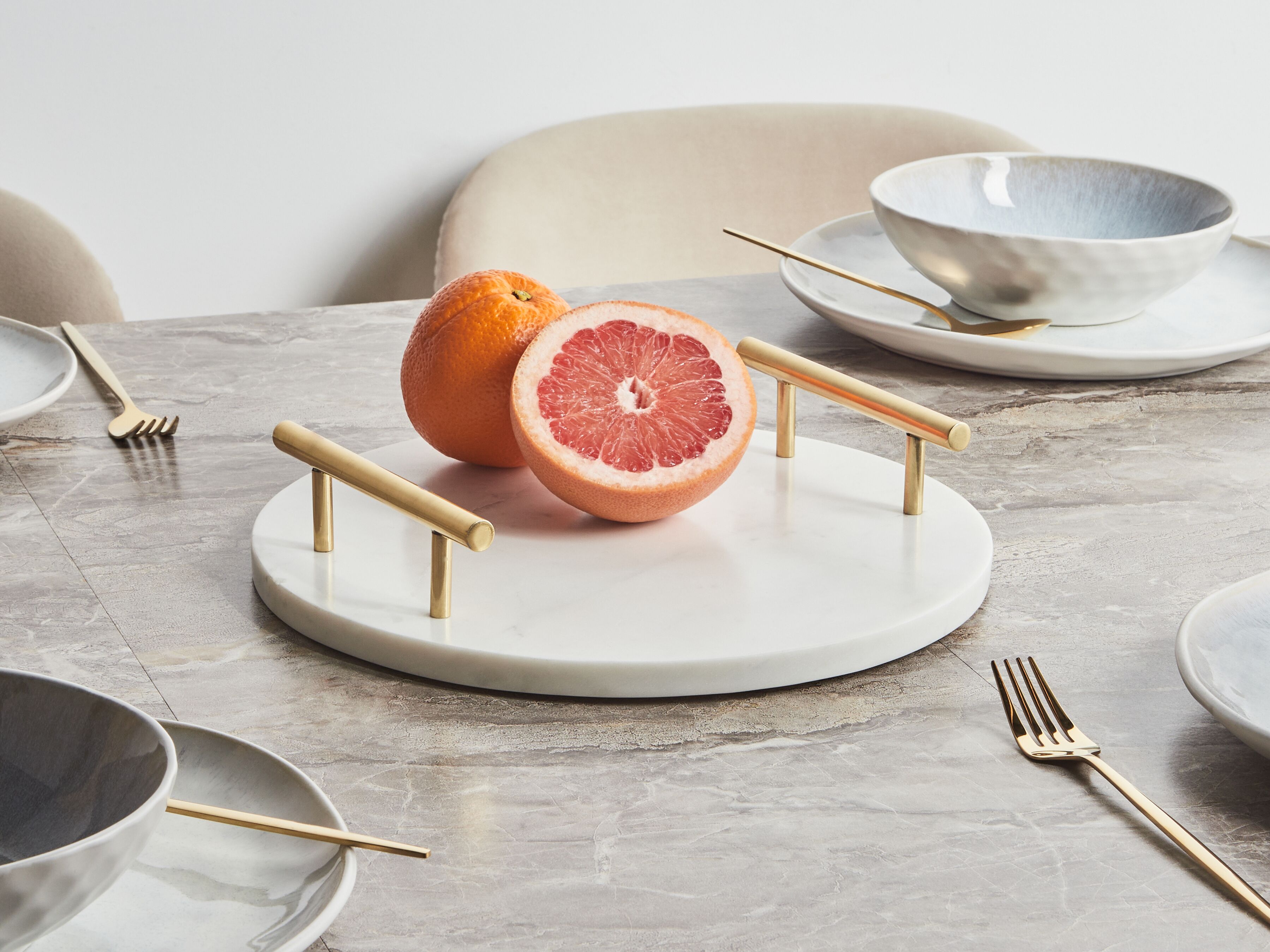 Serving Tray VARGOS Stone White Marble