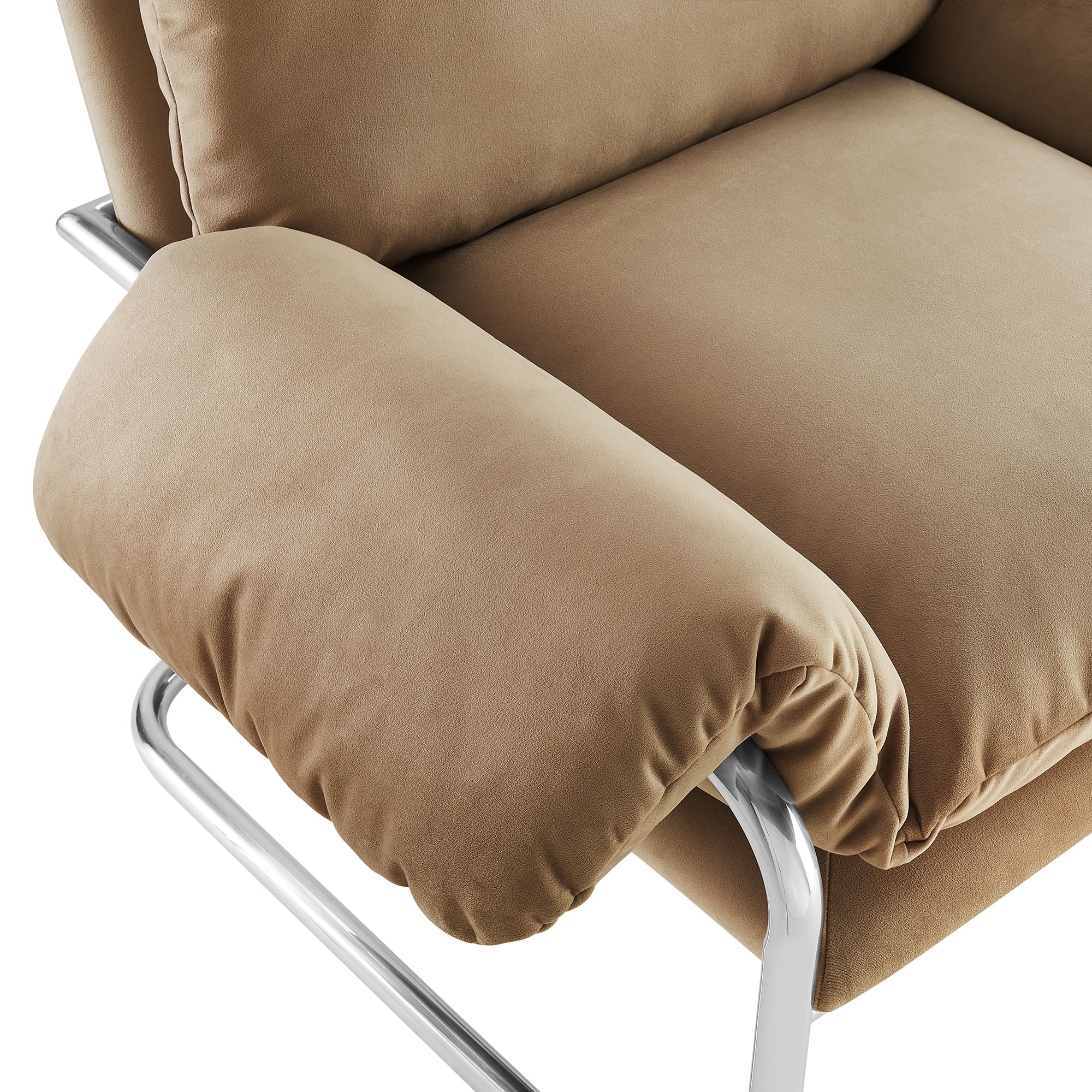 Accent Chair, Brown, Velvet, Living Room Lounge Cafe Lobby Hospitality Restaurant, Modern Contemporary, HB37765 - Image 9