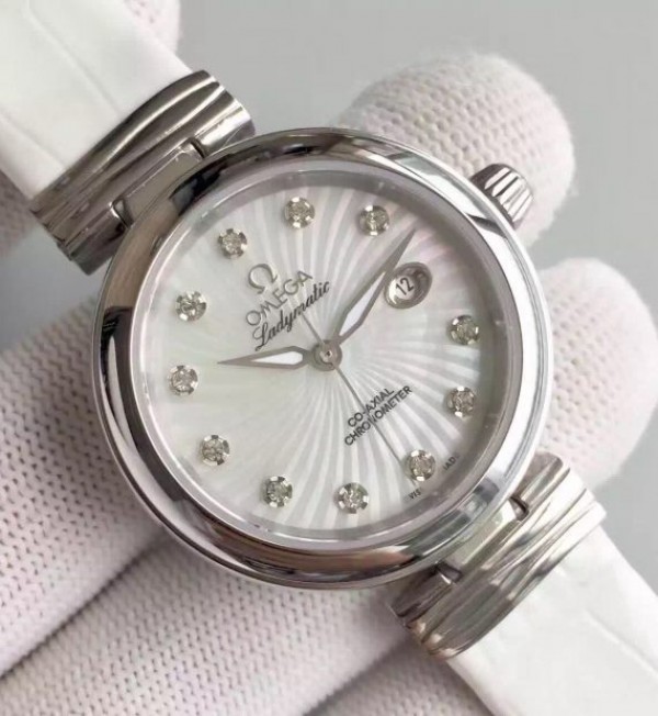 Replica Omega De Ville Lady SS White Dial Leather Strap A8520 - Top club