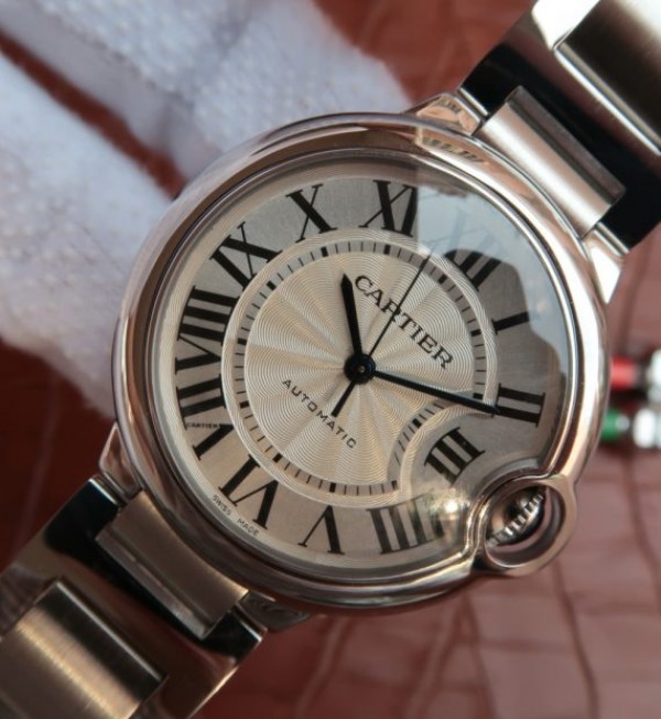 Replica Cartier V6 Ballon Bleu 36mm White Textured Dial SS Bracelet - Elite Watch Atelier