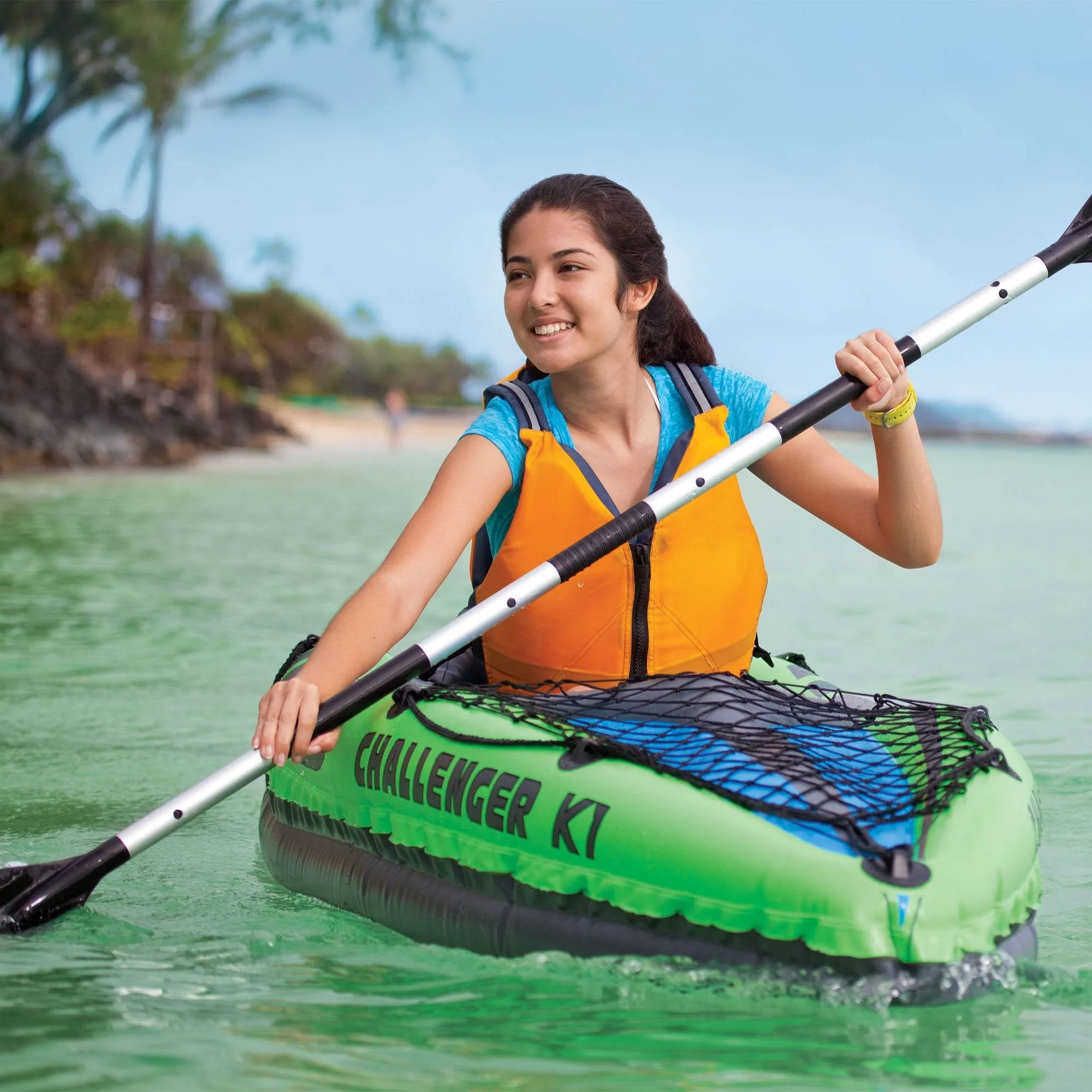 Intex Challenger K1 1-Person Inflatable Sporty Kayak + Oars And Pump | 68305EP - Image 4