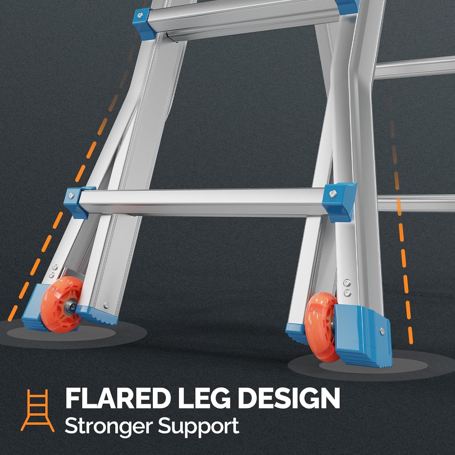 LUISLADDERS Ladder, A Frame 6 Step Ladder Telescoping Ladder, 22 Ft Reach Height Muti Position Folding Ladder Flared Leg & Wheels Design, 330 lbs Capacity Extension Ladder for Household Outdoor Work - Image 27