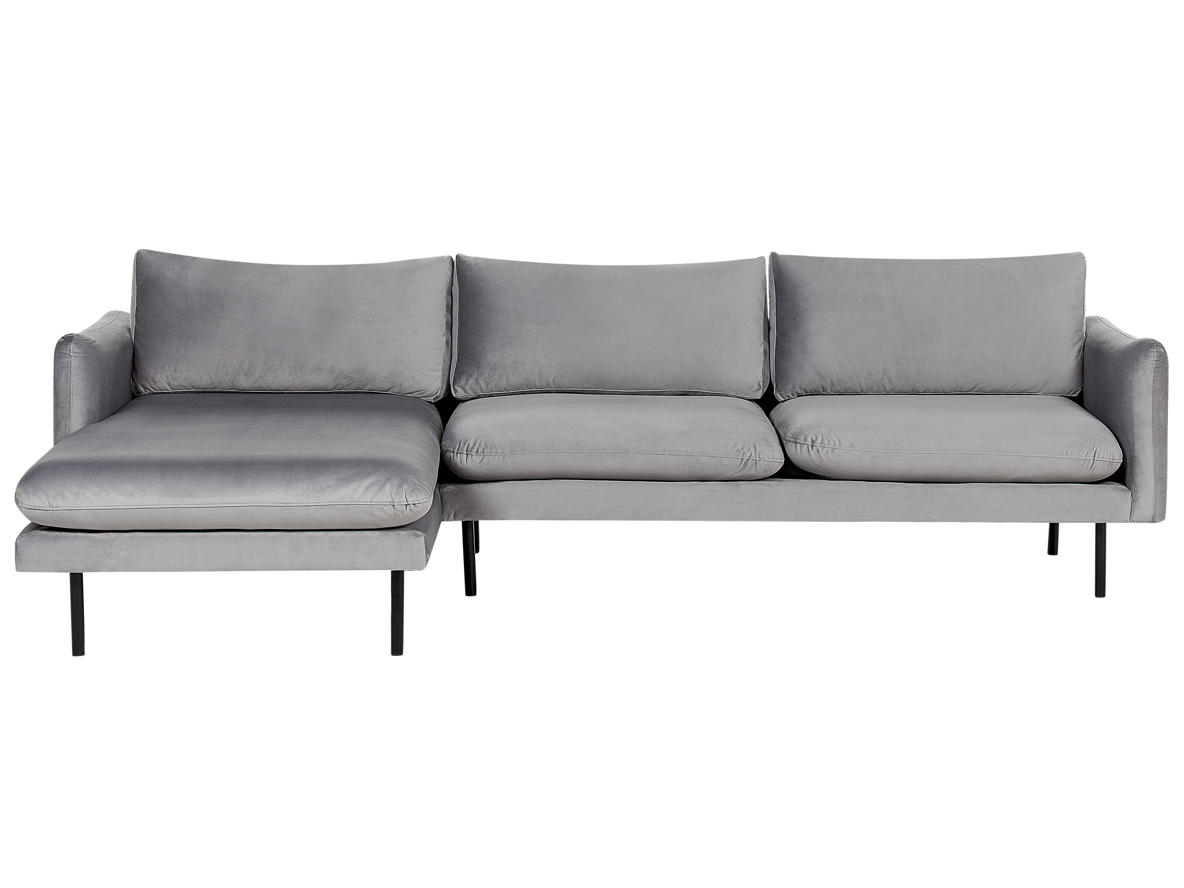 Corner Sofa 4 Seater VINTERBRO Velvet Grey Right Hand
