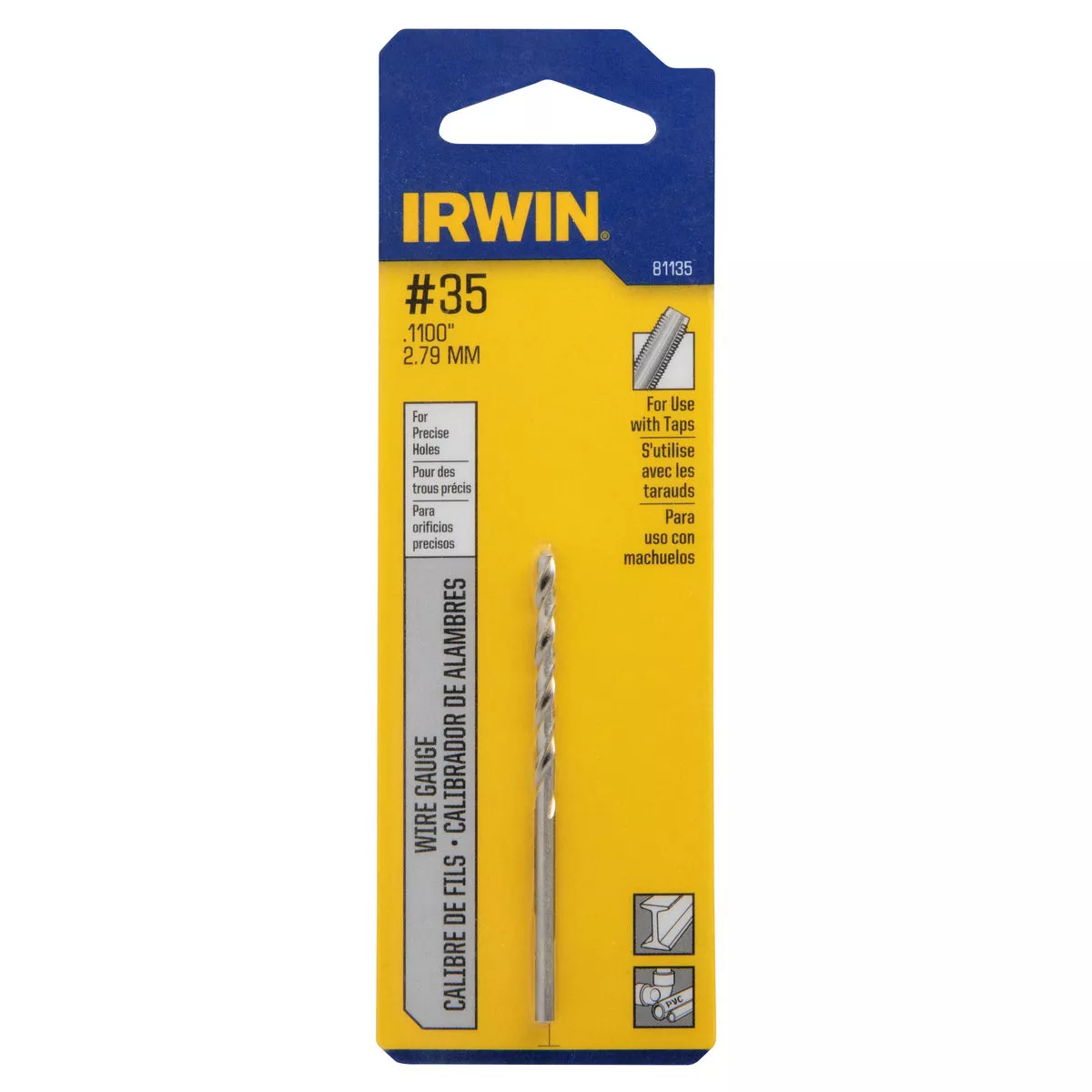 Irwin #35 Bright High Speed Steel Wire Gauge Drill Bit
